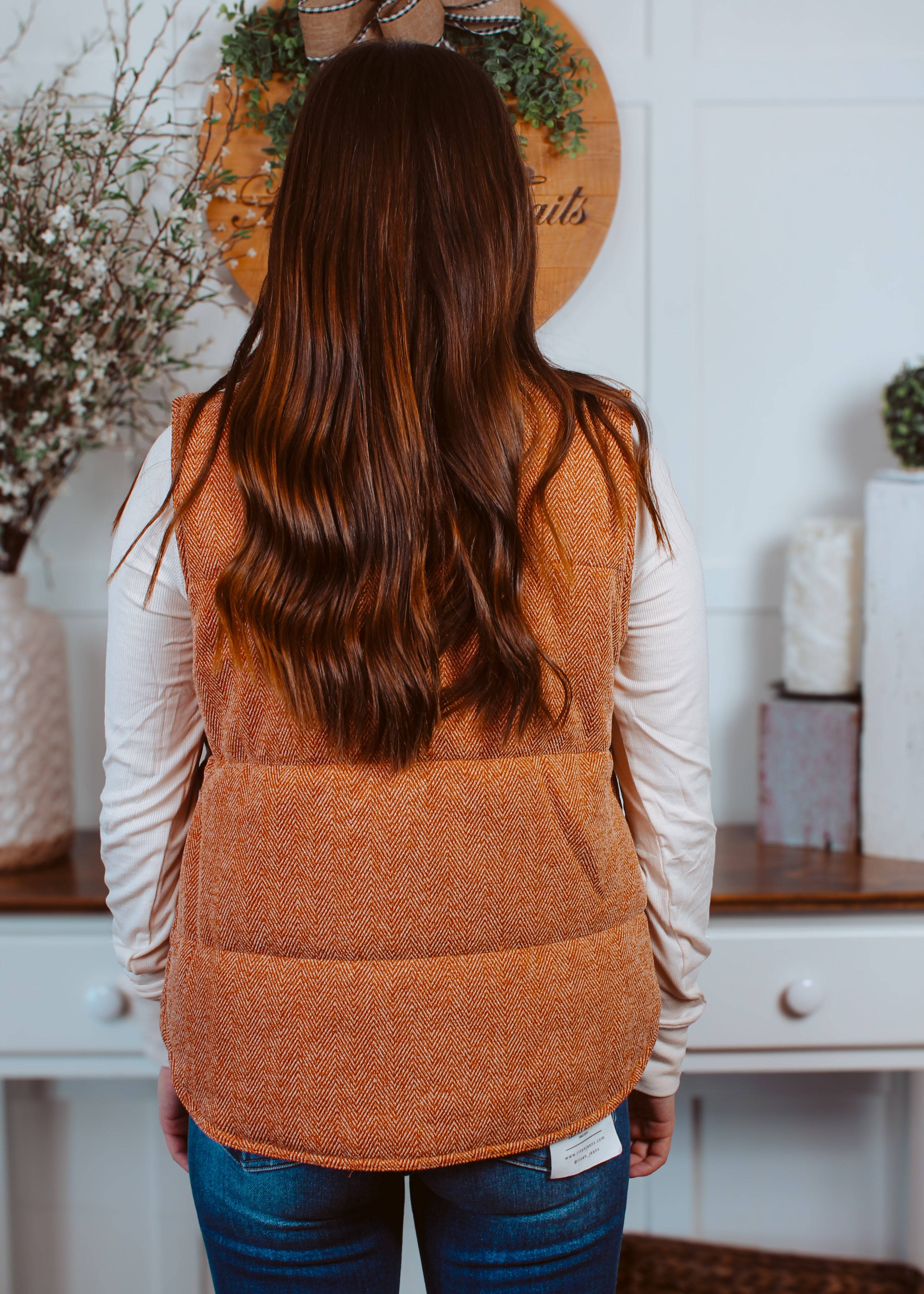 Happiness Trails Boutique - Rust herringbone vest
