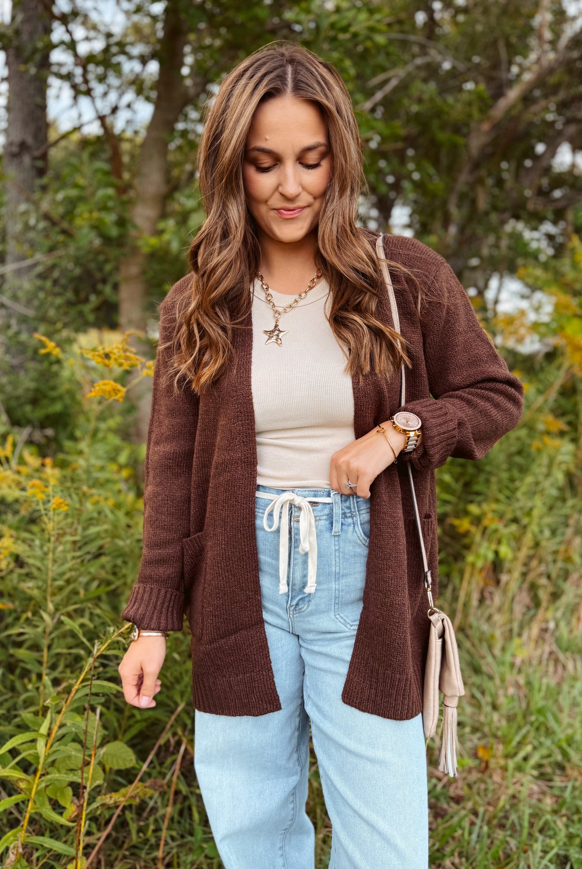 Happiness Trails Boutique - Chocolate knit cardigan