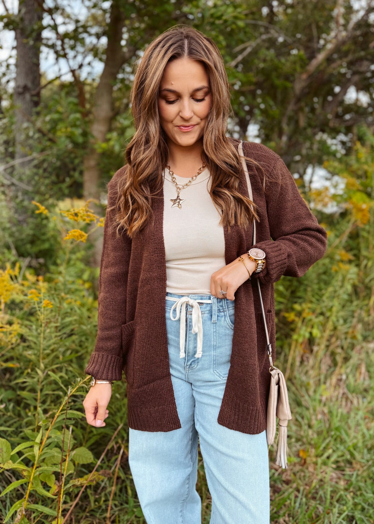 Happiness Trails Boutique - Chocolate knit cardigan