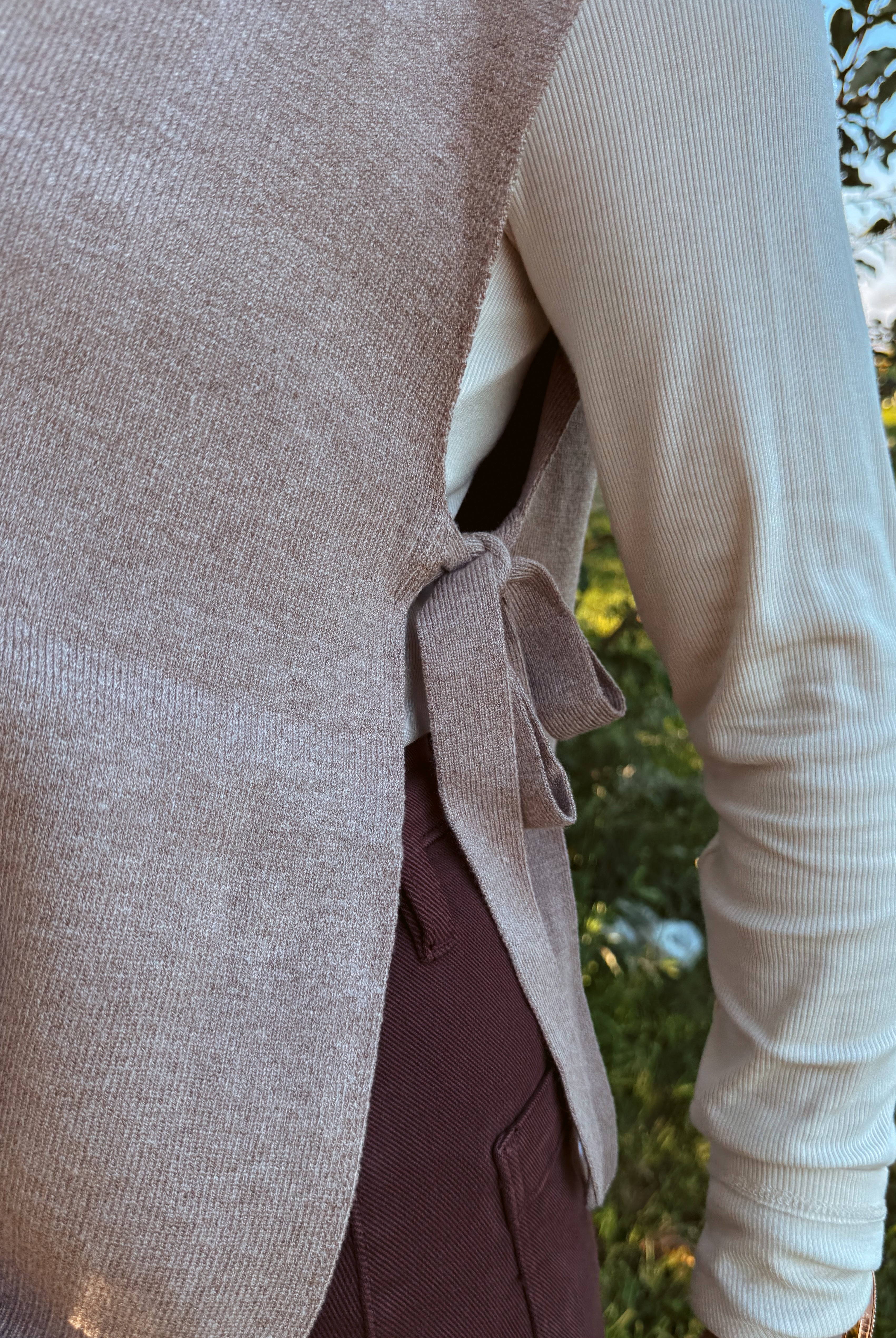 Happiness Trails Boutique - Mocha open side sweater vest