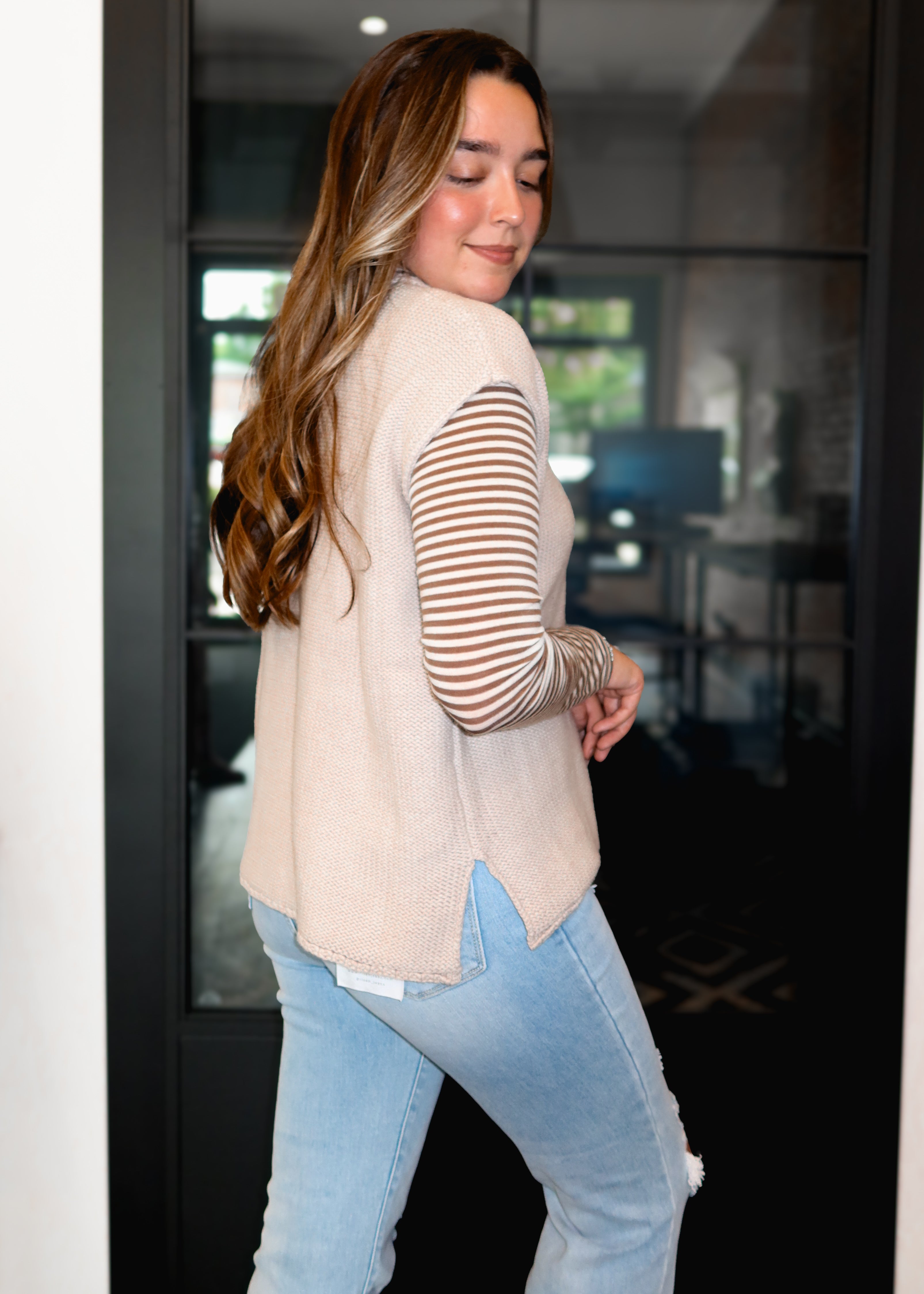 Happiness Trails Boutique - Champagne knit sweater vest