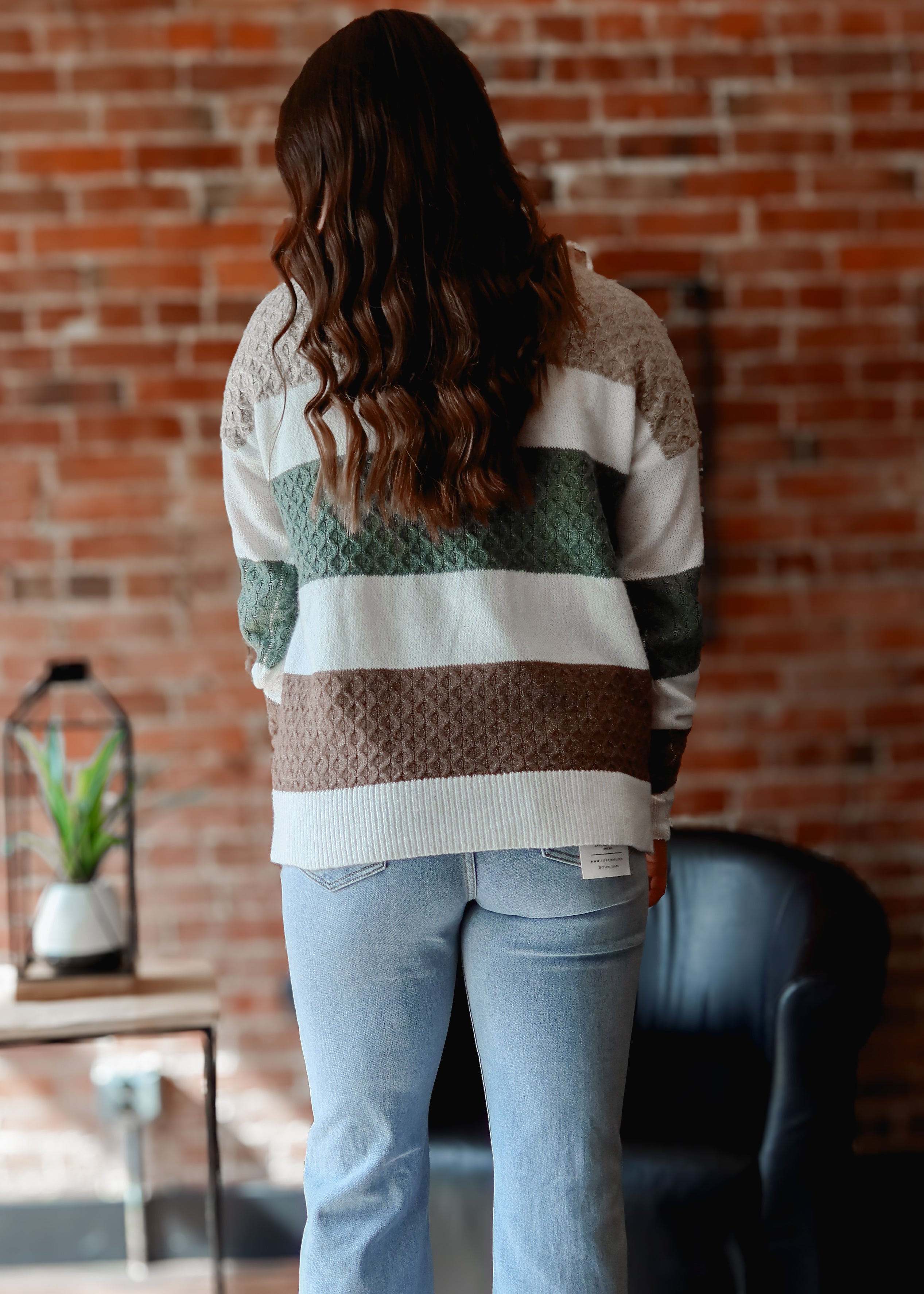 Happiness Trails Boutique - Olive/mocha color block sweater