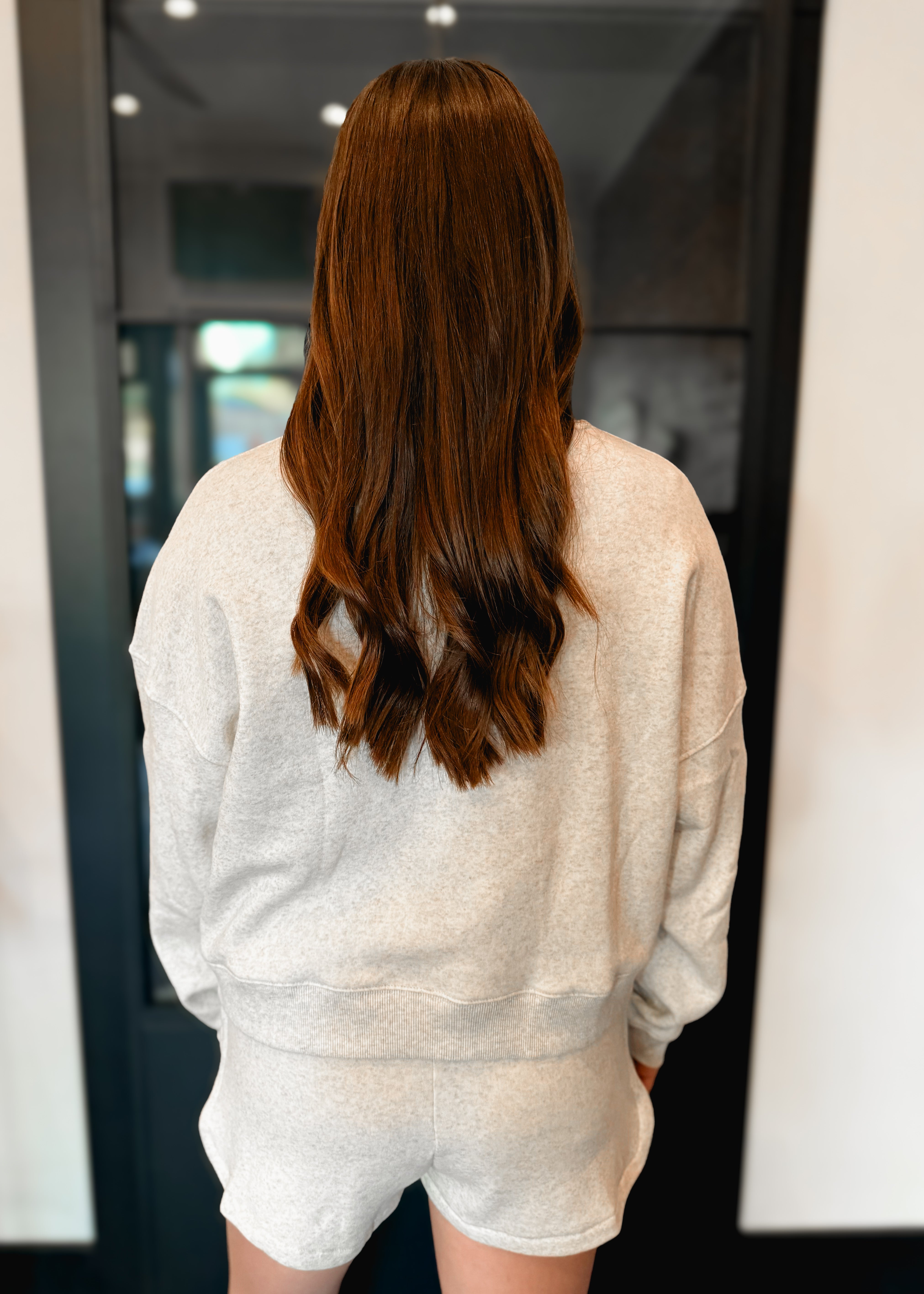 Happiness Trails Boutique - Heather vanilla long sleeve sweatshirt and short set