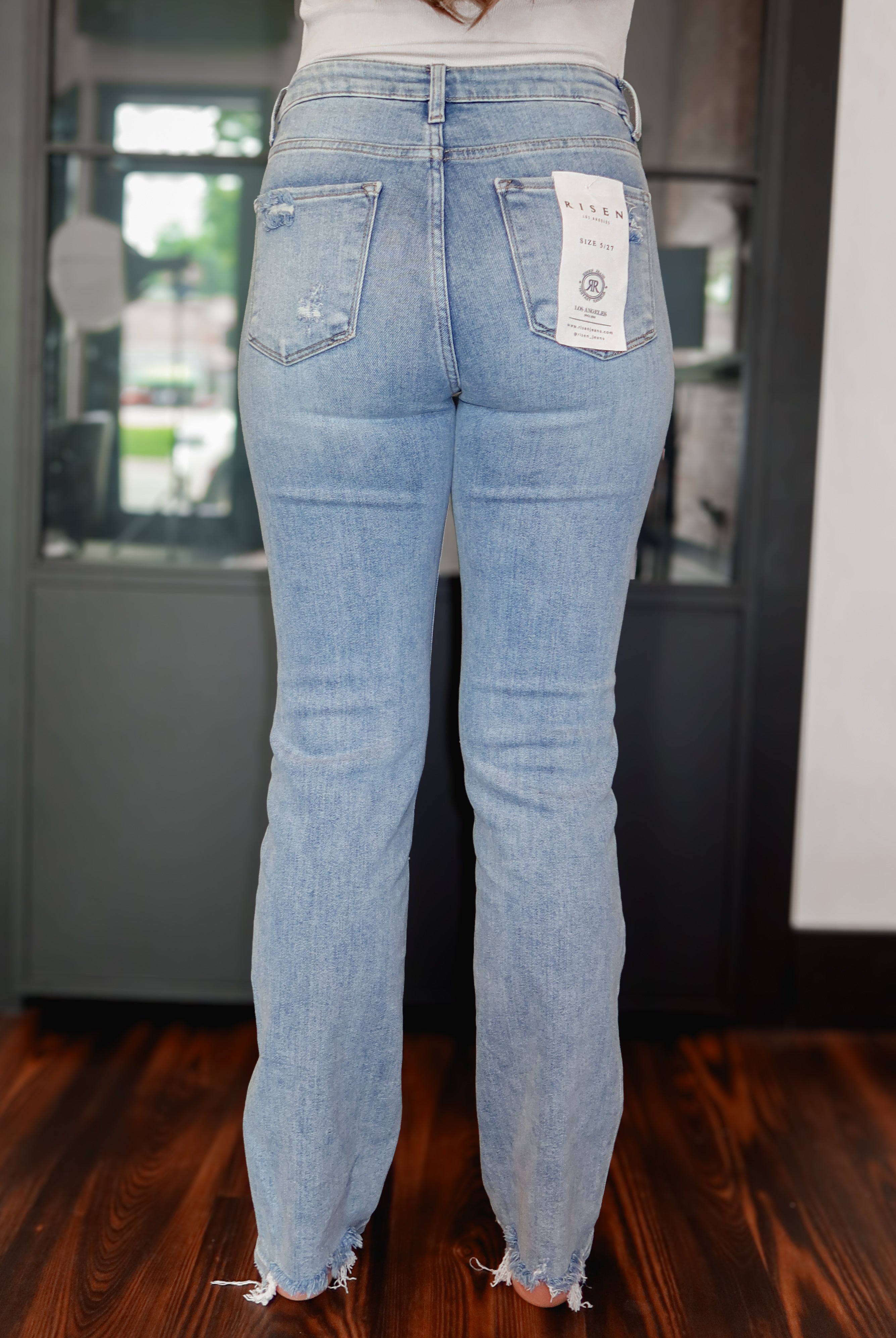 Happiness Trails Boutique - Risen high rise medium denim straight jeans
