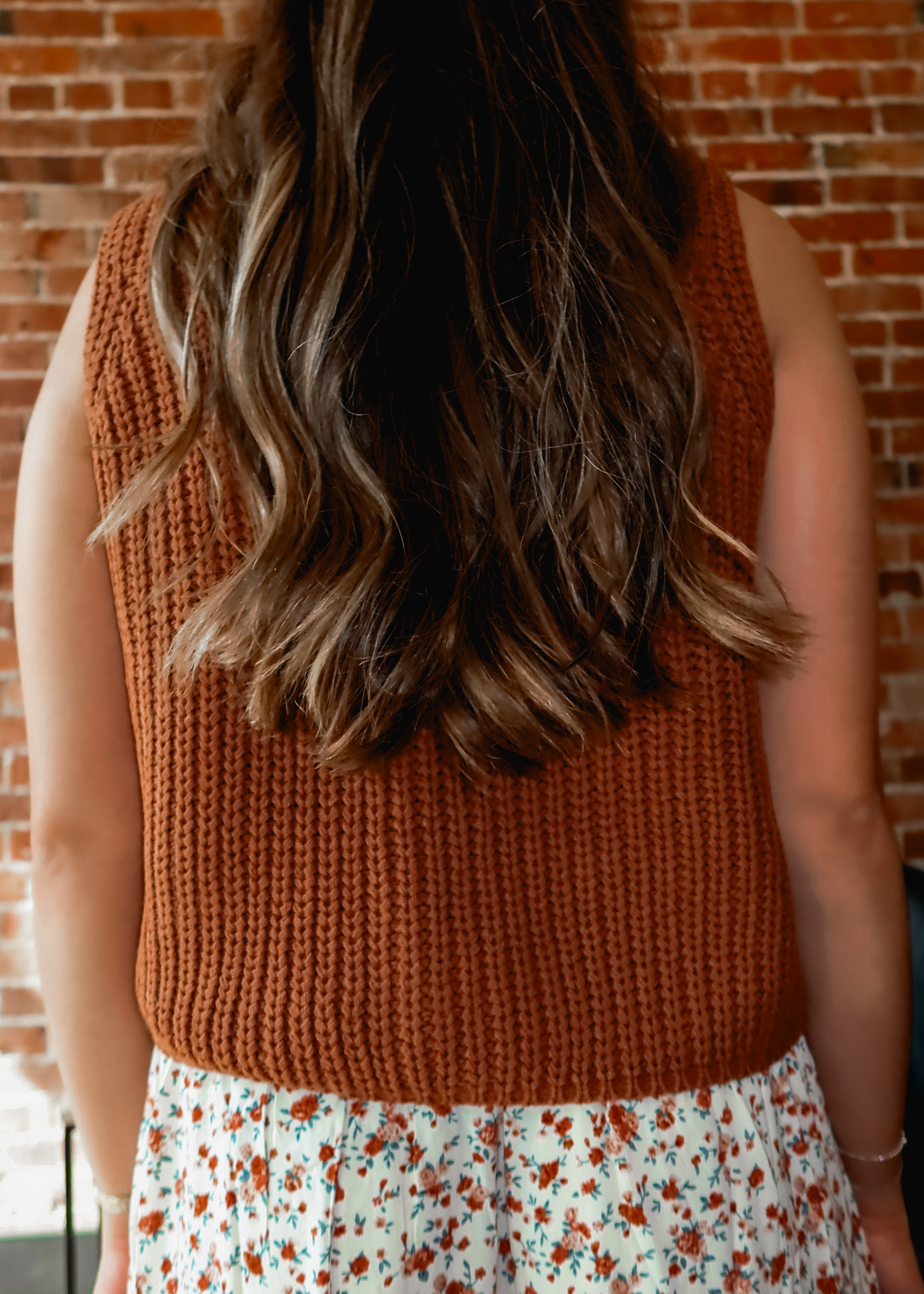 Happiness Trails Boutique - Brick knit sweater vest