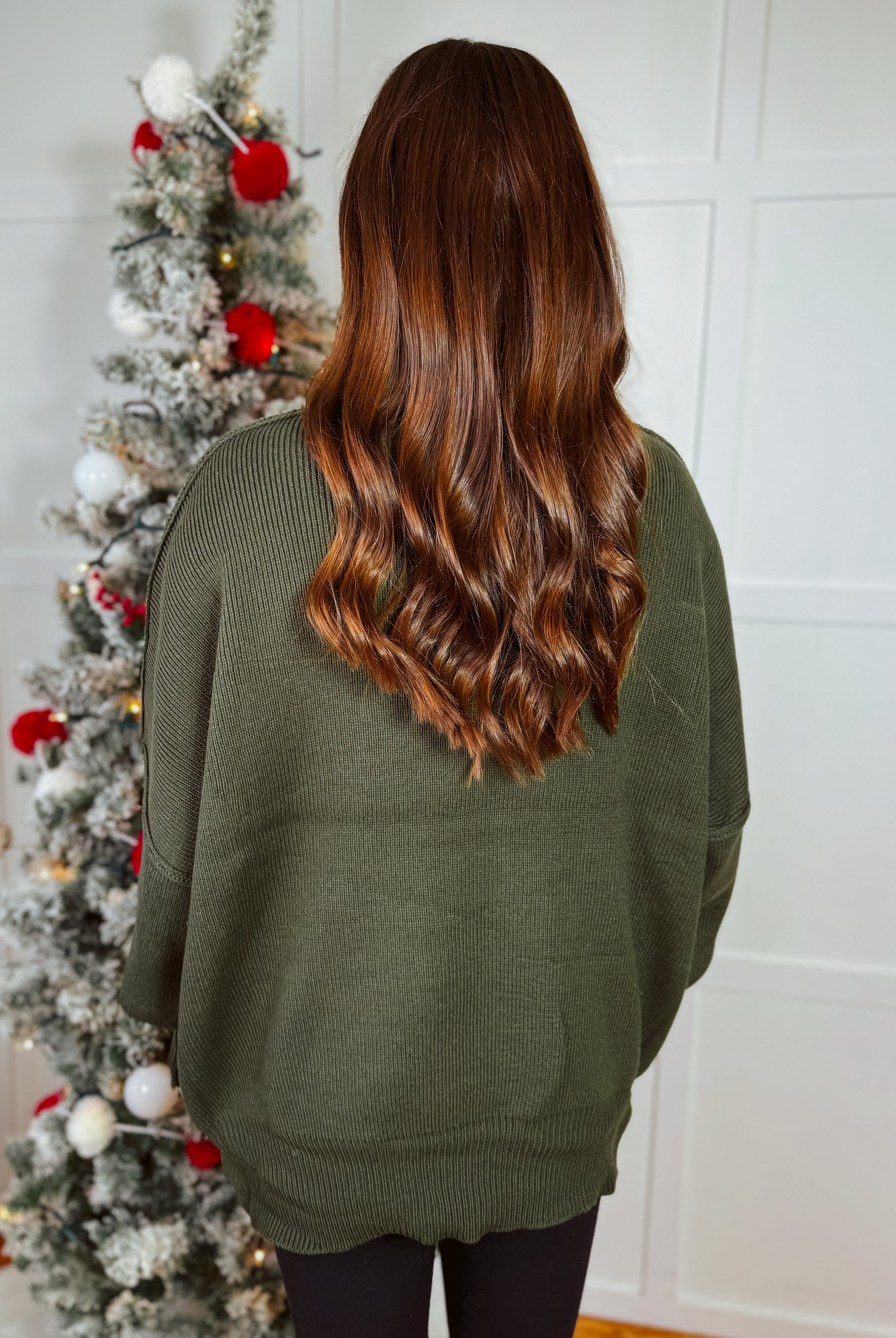 Happiness Trails Boutique - Dark olive knit sweater