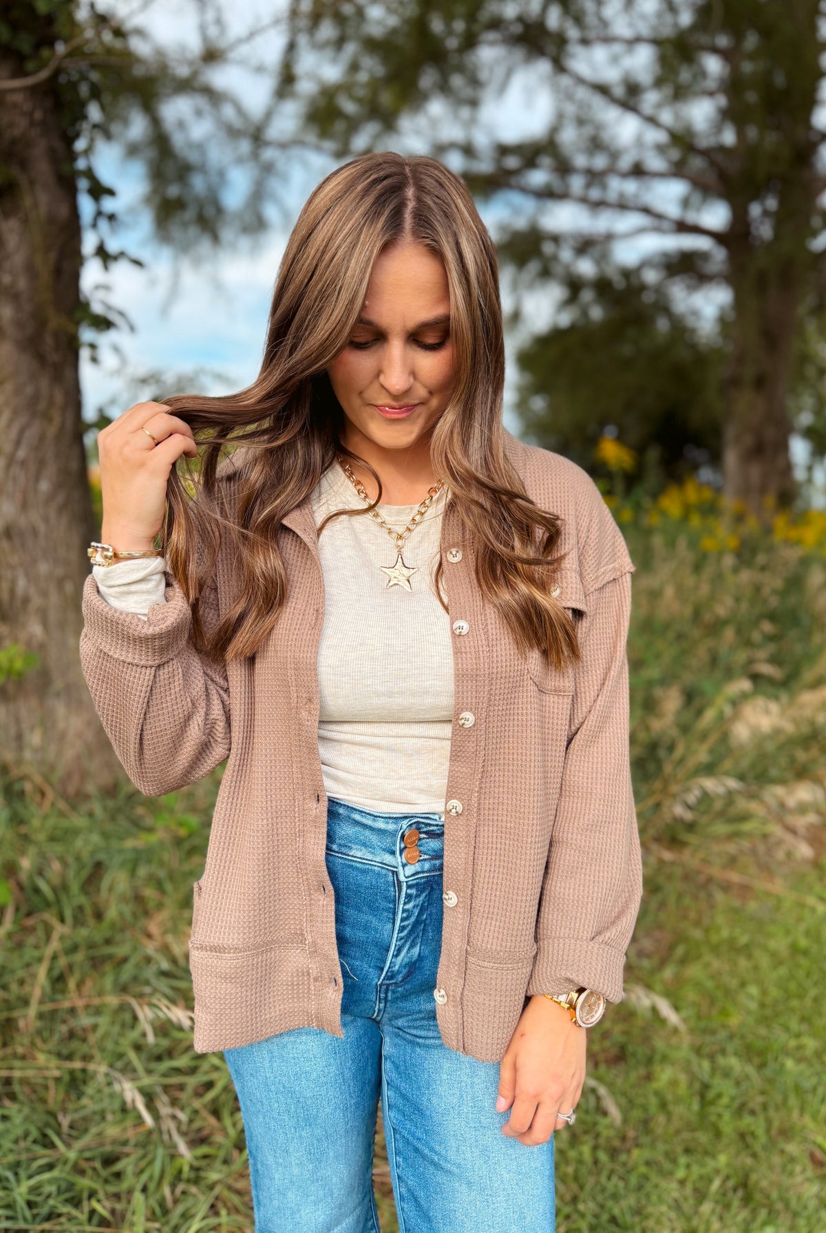 Happiness Trails Boutique - Cocoa Button-Down Shacket