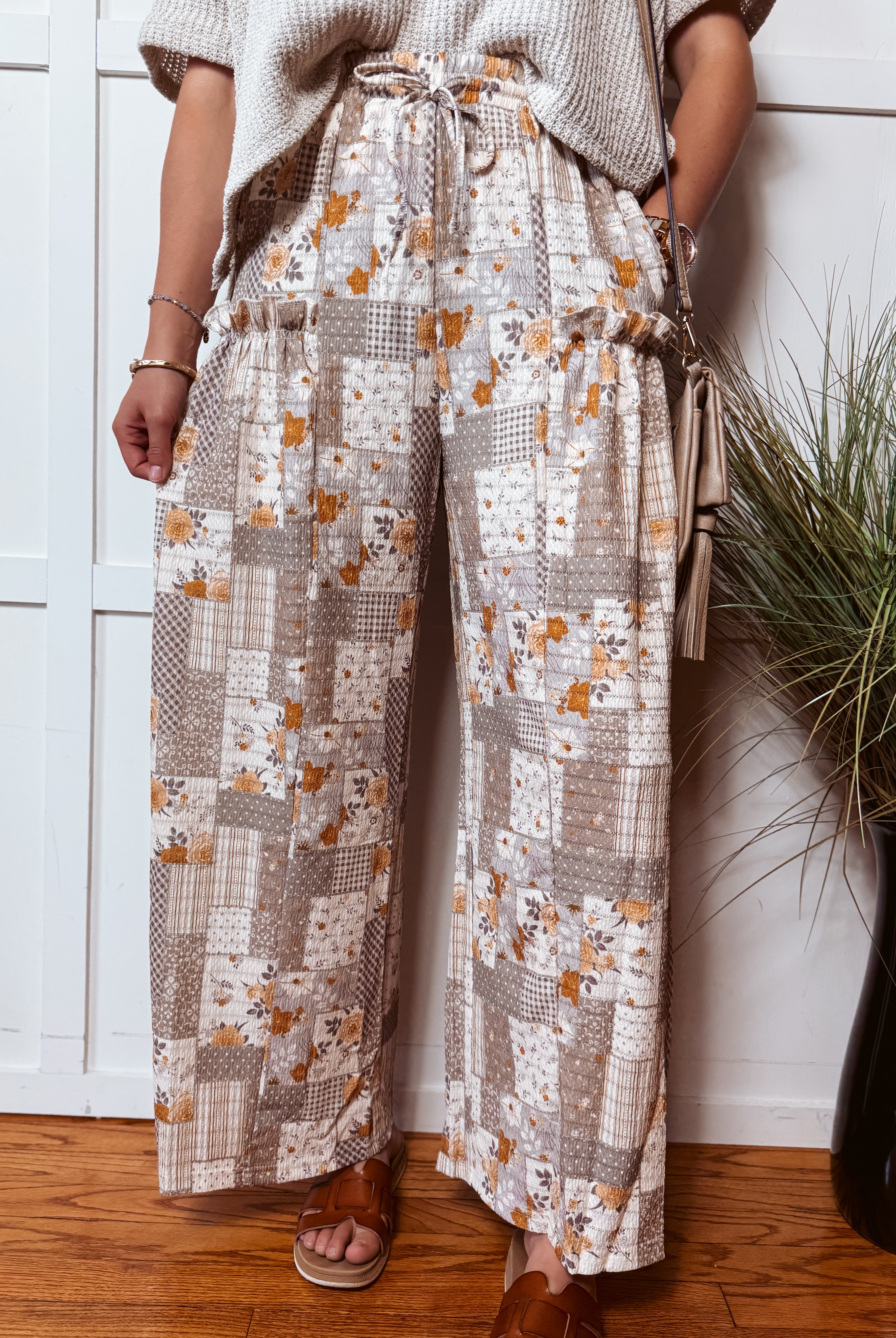 Happiness Trails Boutique - Ash violet patchwork print pants