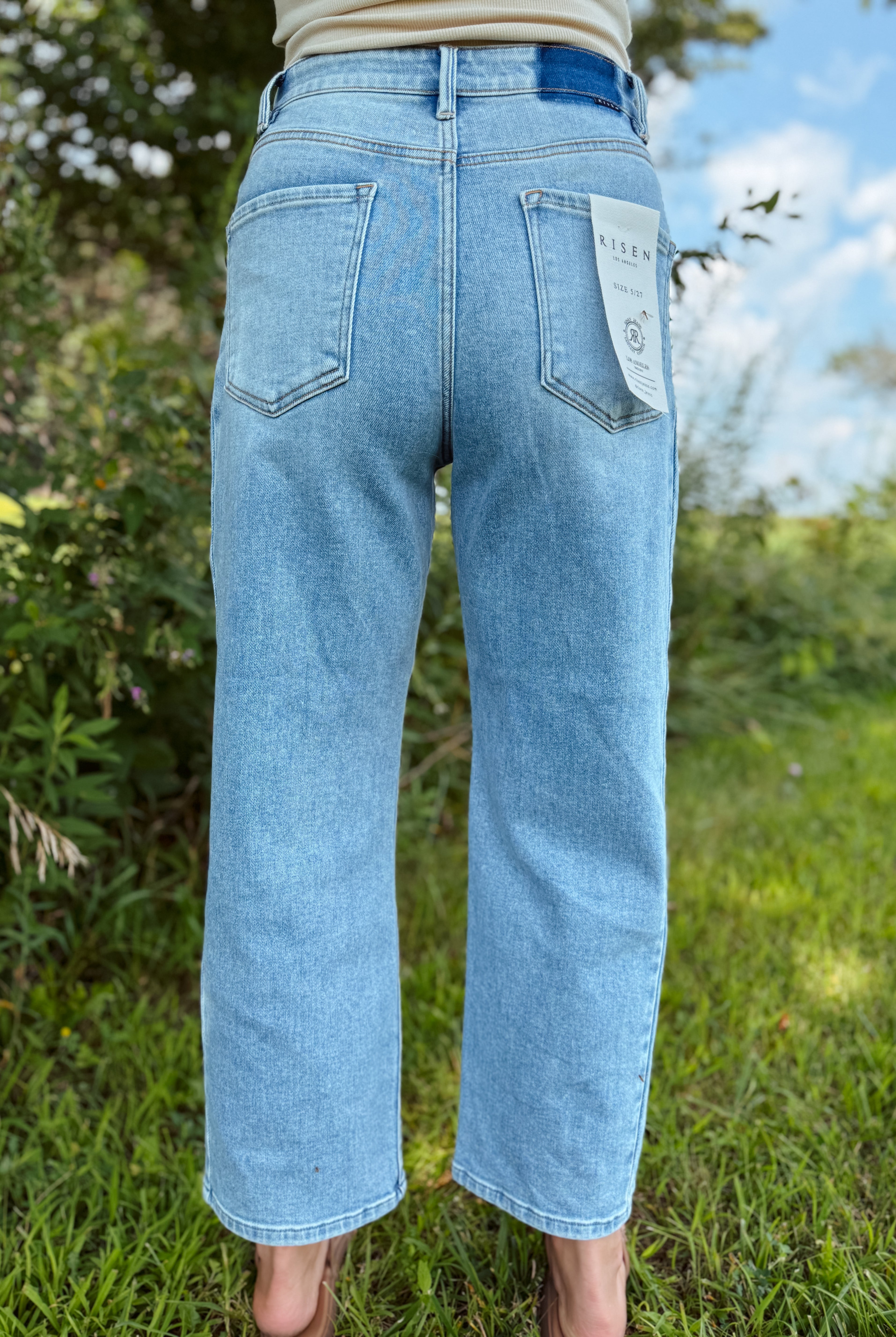 Happiness Trails Boutique - Risen Barrel Crop Jeans light wash