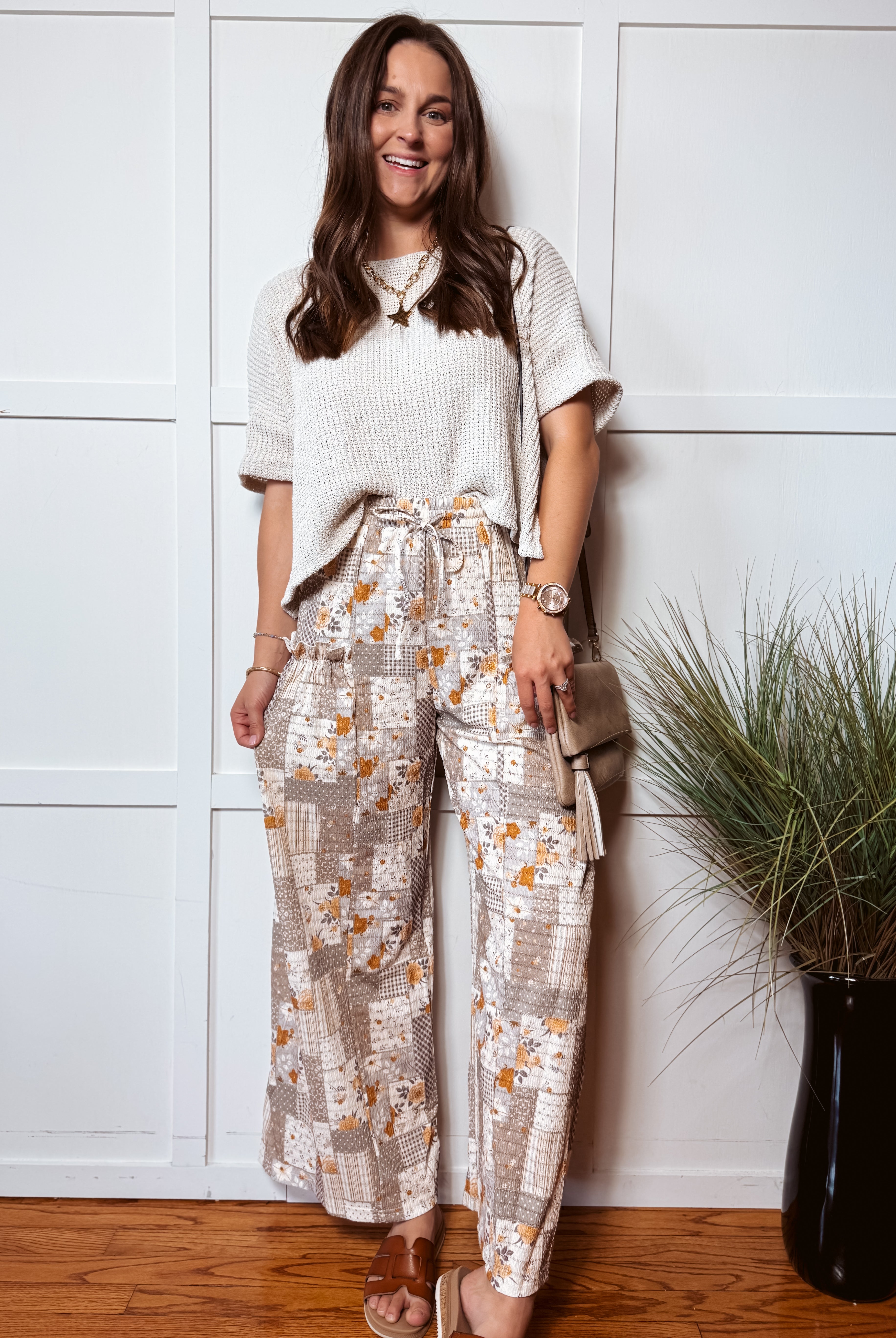 Happiness Trails Boutique - Ash violet patchwork print pants