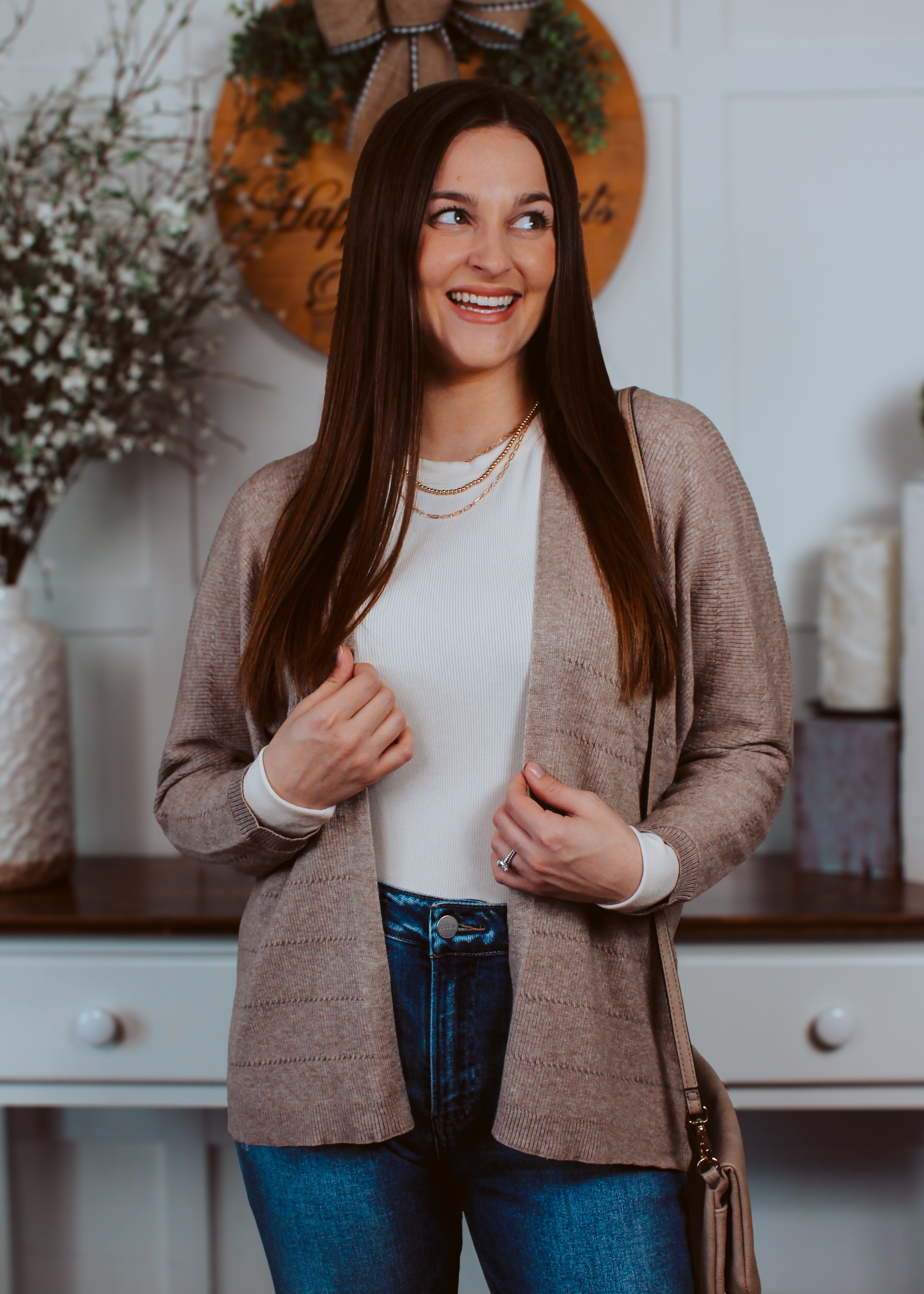 Happiness Trails Boutique - Taupe knit cardigan