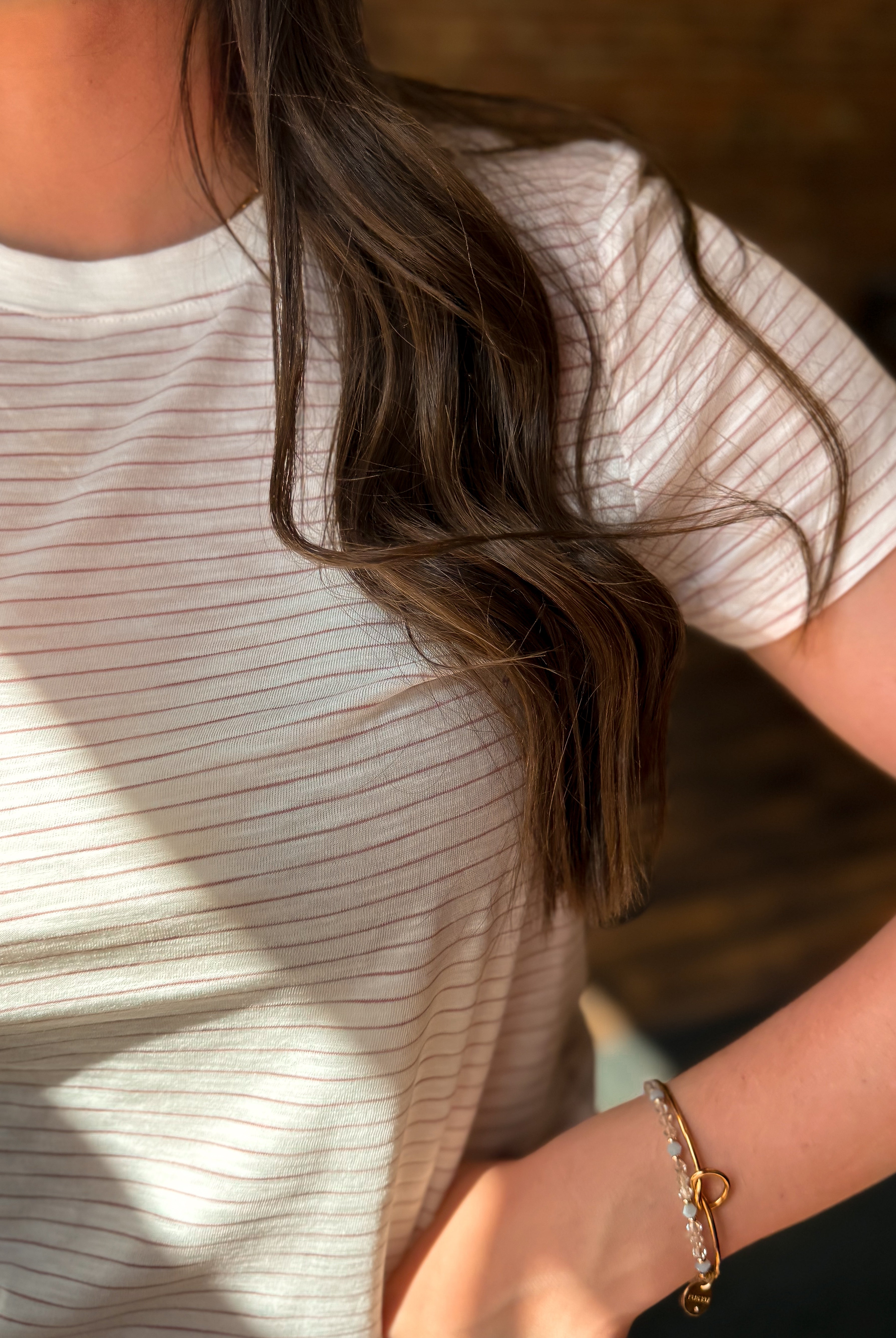 Happiness Trails Boutique - Ivory base with soft rose stripe detailing