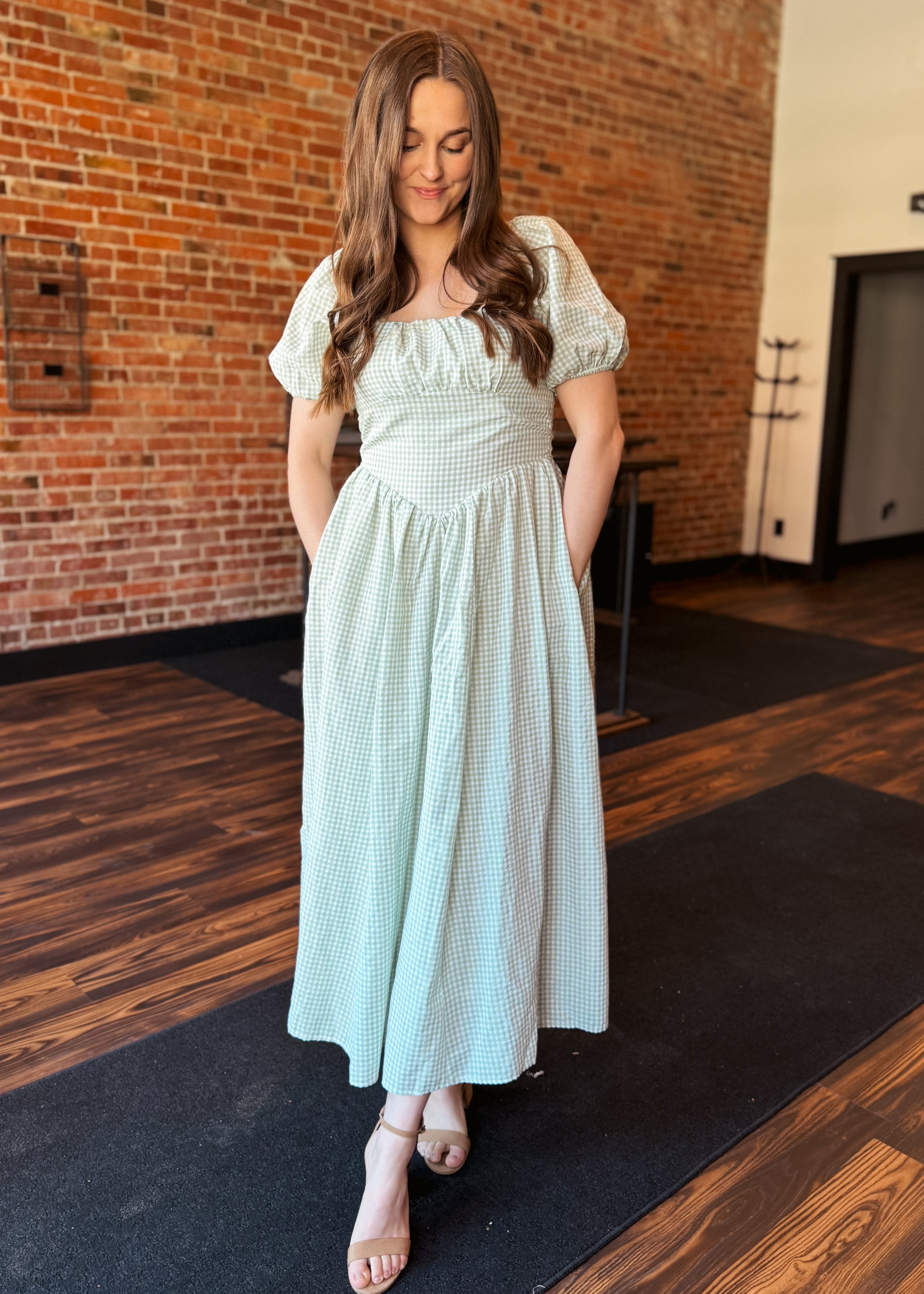 Happiness Trails Boutique - Mint and white gingham dress