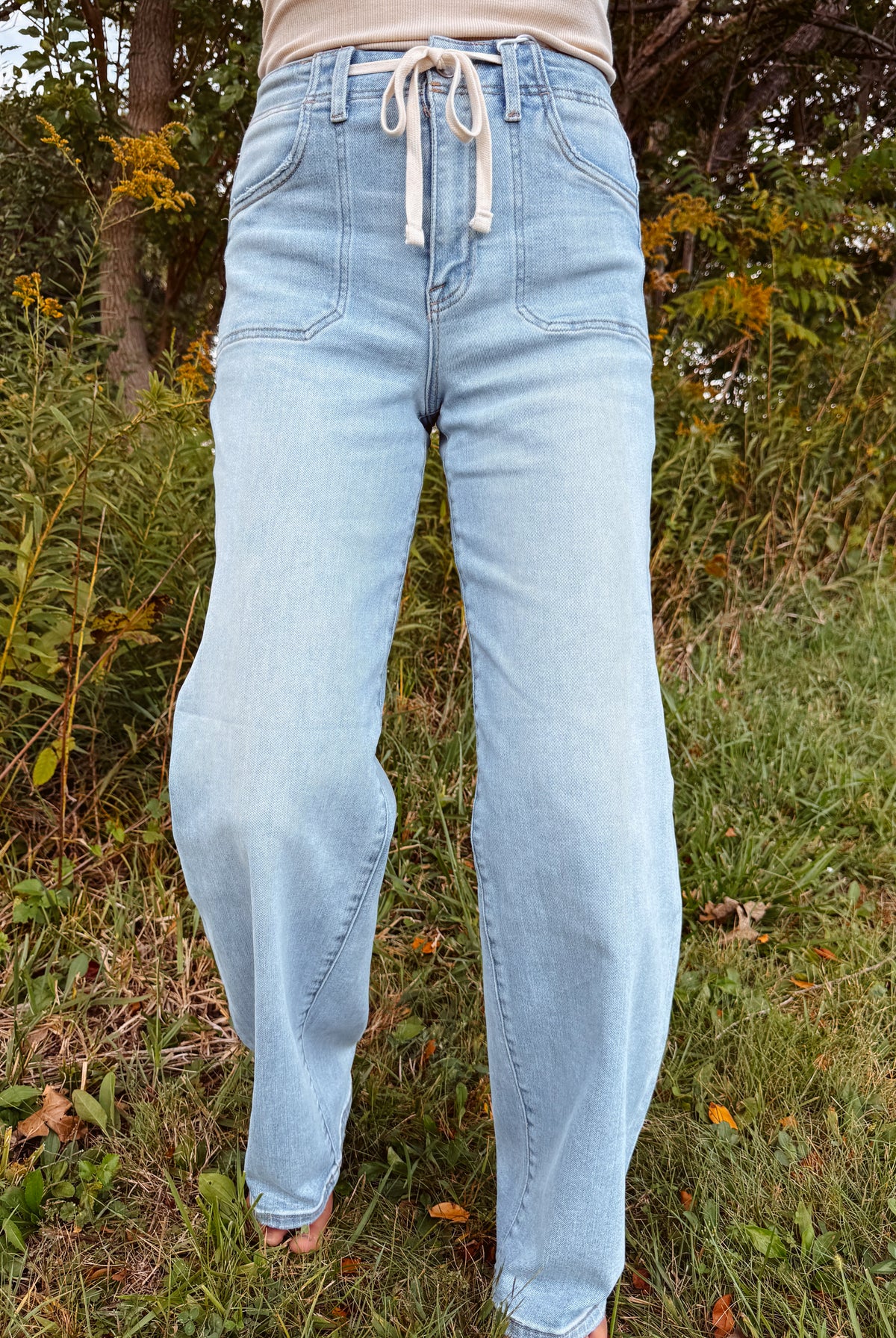 Happiness Trails Boutique - Risen high rise light wash wide baggy jeans