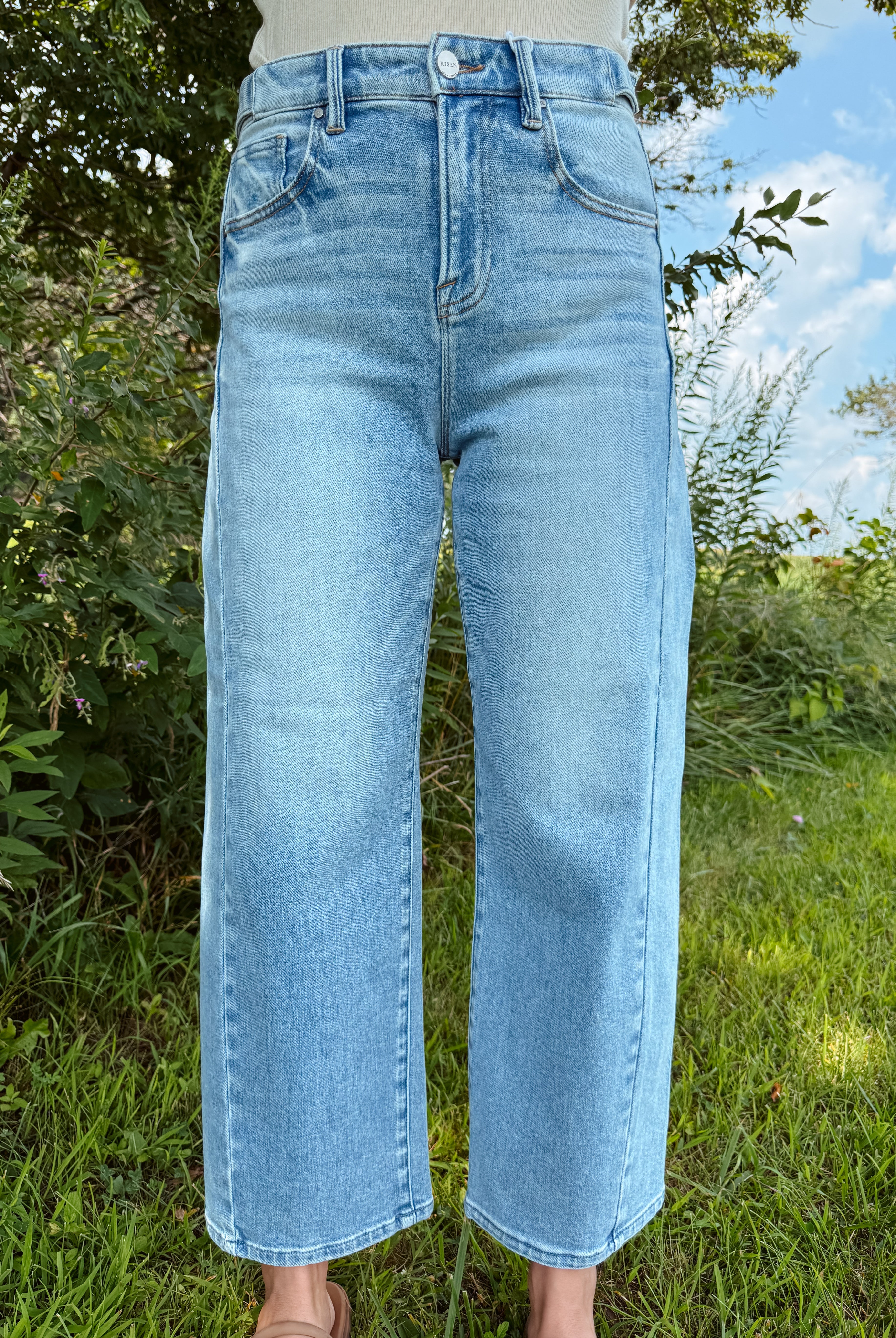 Happiness Trails Boutique - Risen Barrel Crop Jeans light wash