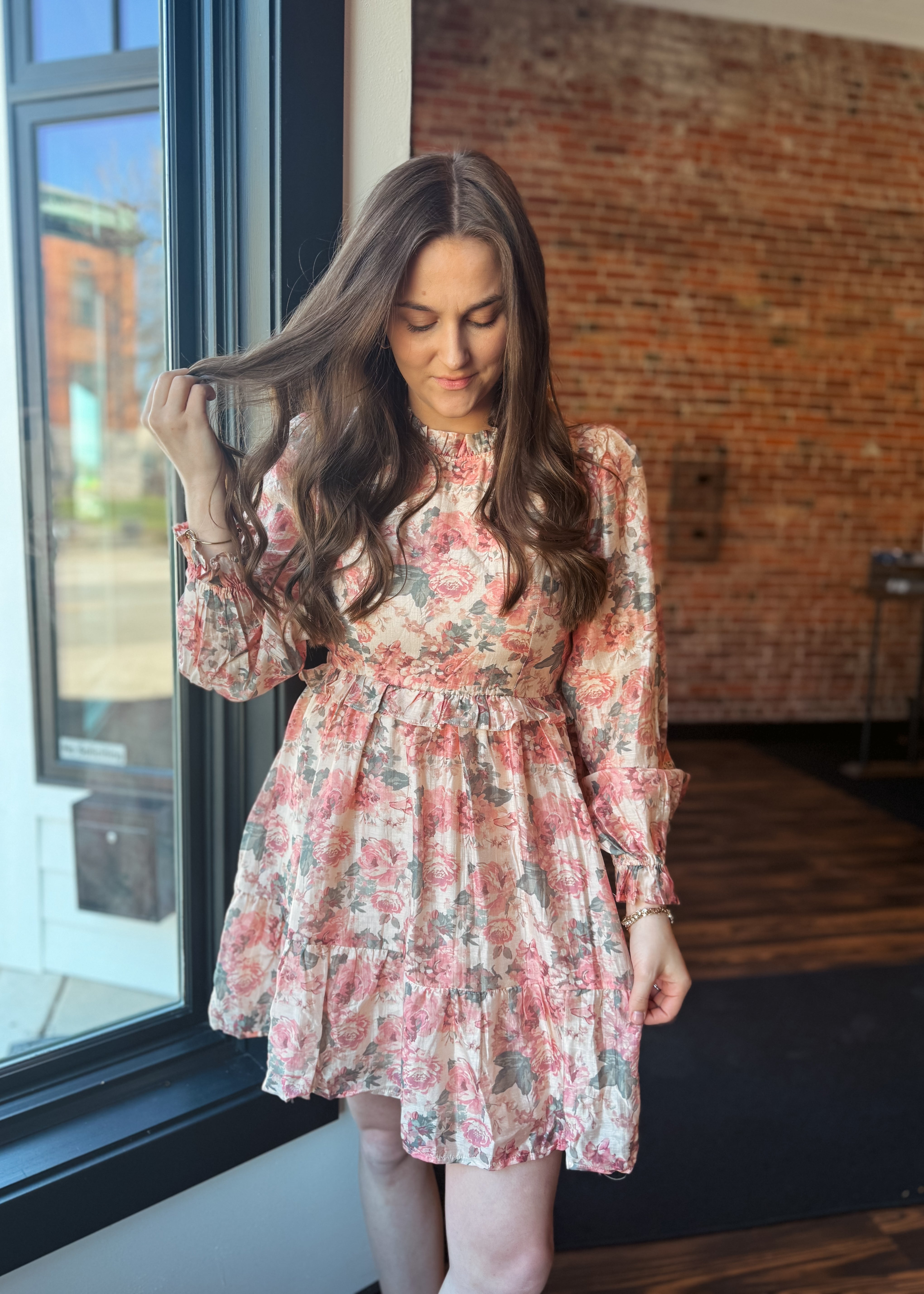 Happiness Trails Boutique- Rose floral mini dress