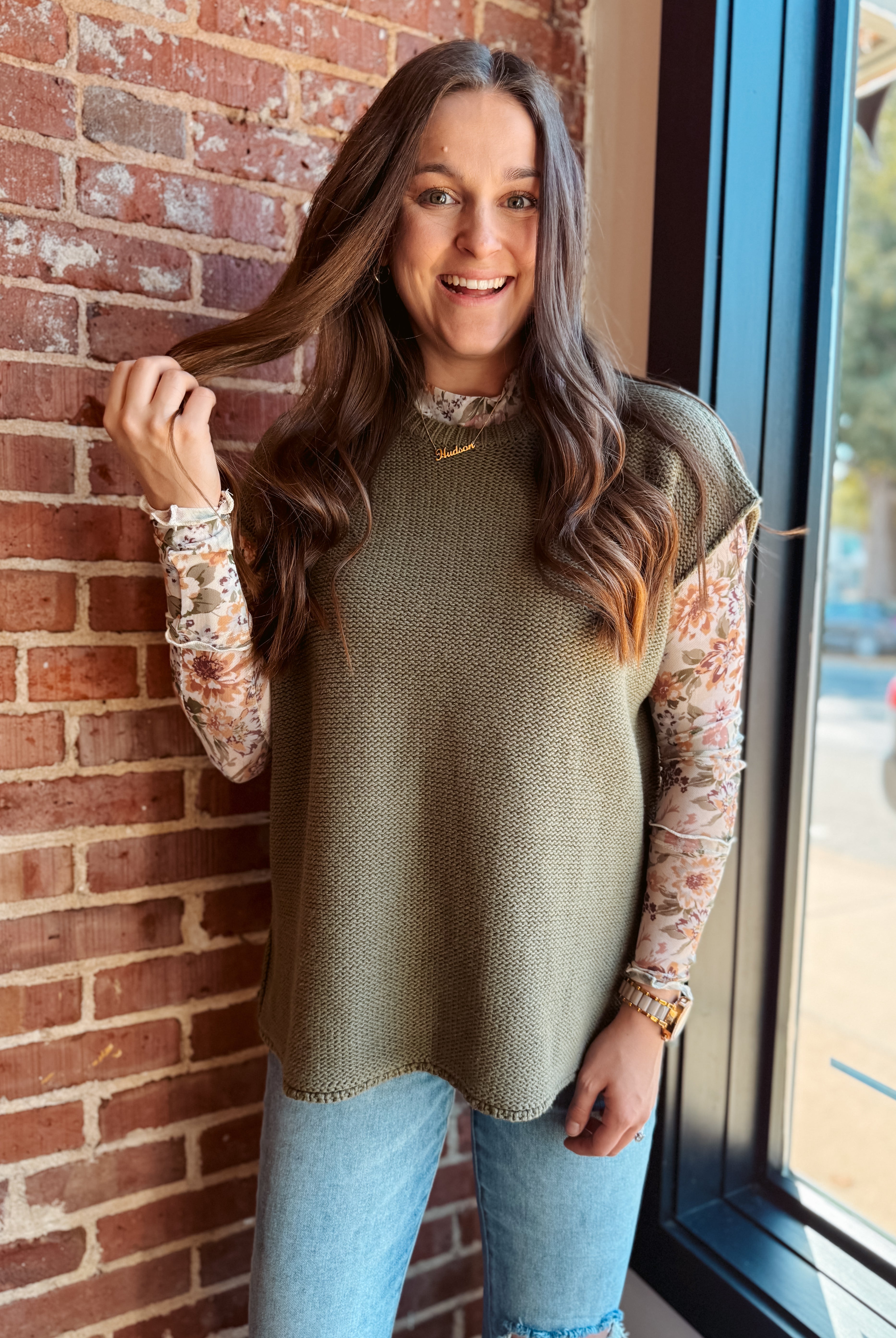 Happiness Trails Boutique - Olive knit sweater top