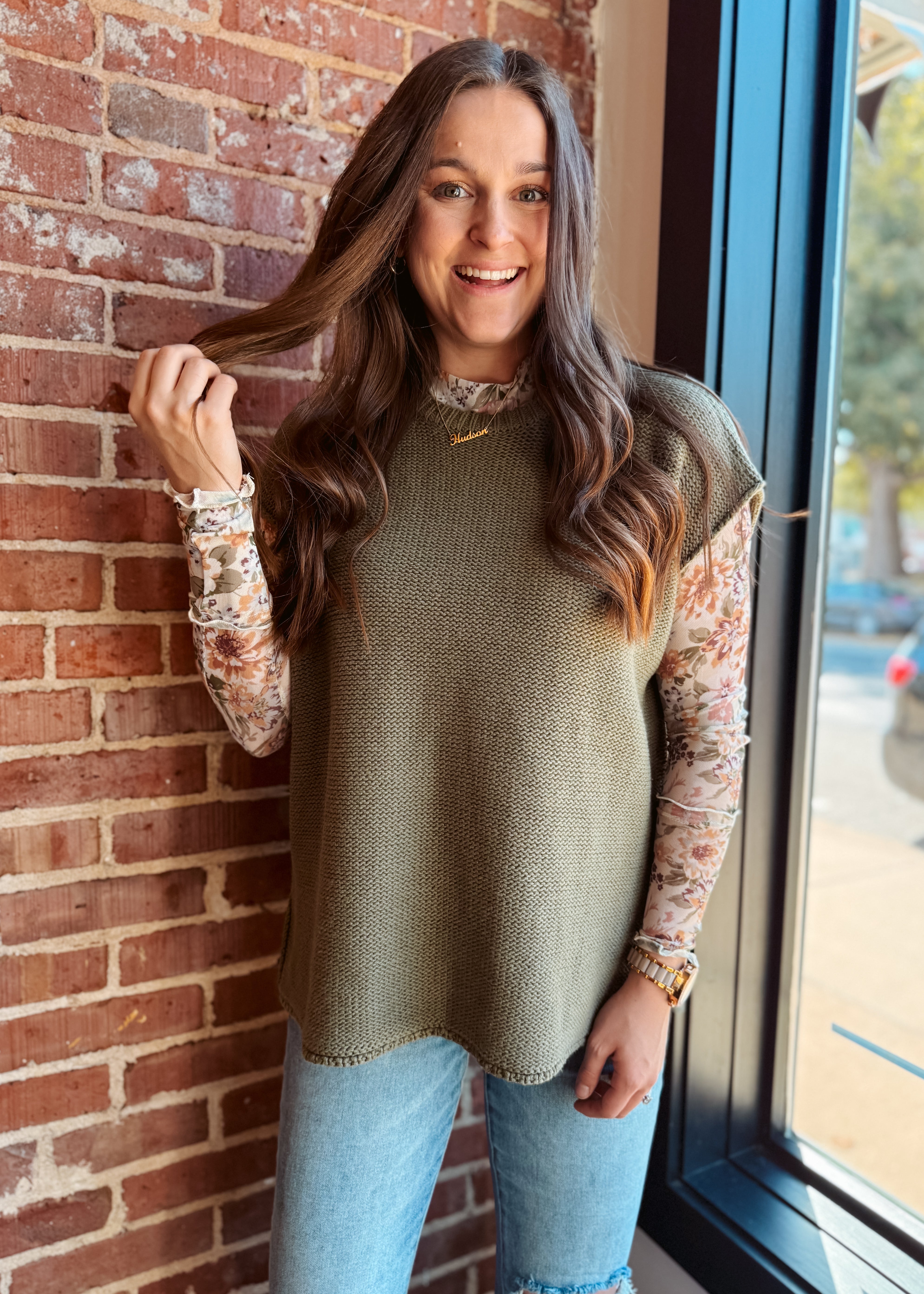 Happiness Trails Boutique - Olive knit sweater top