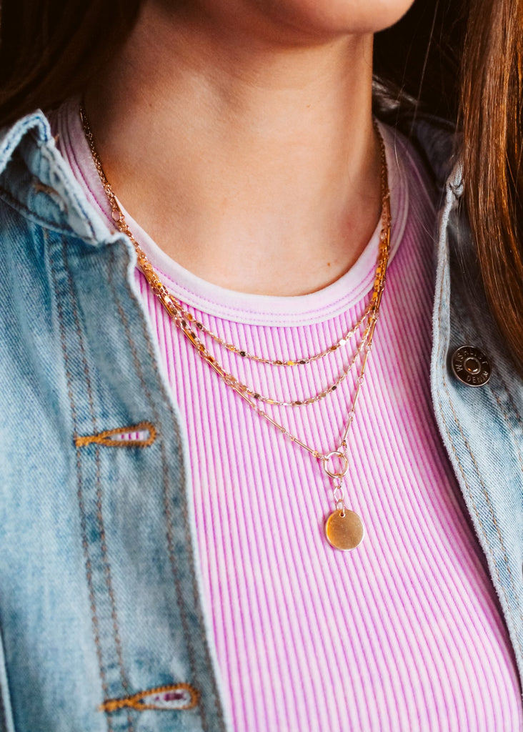 Gold chain with coin set necklace