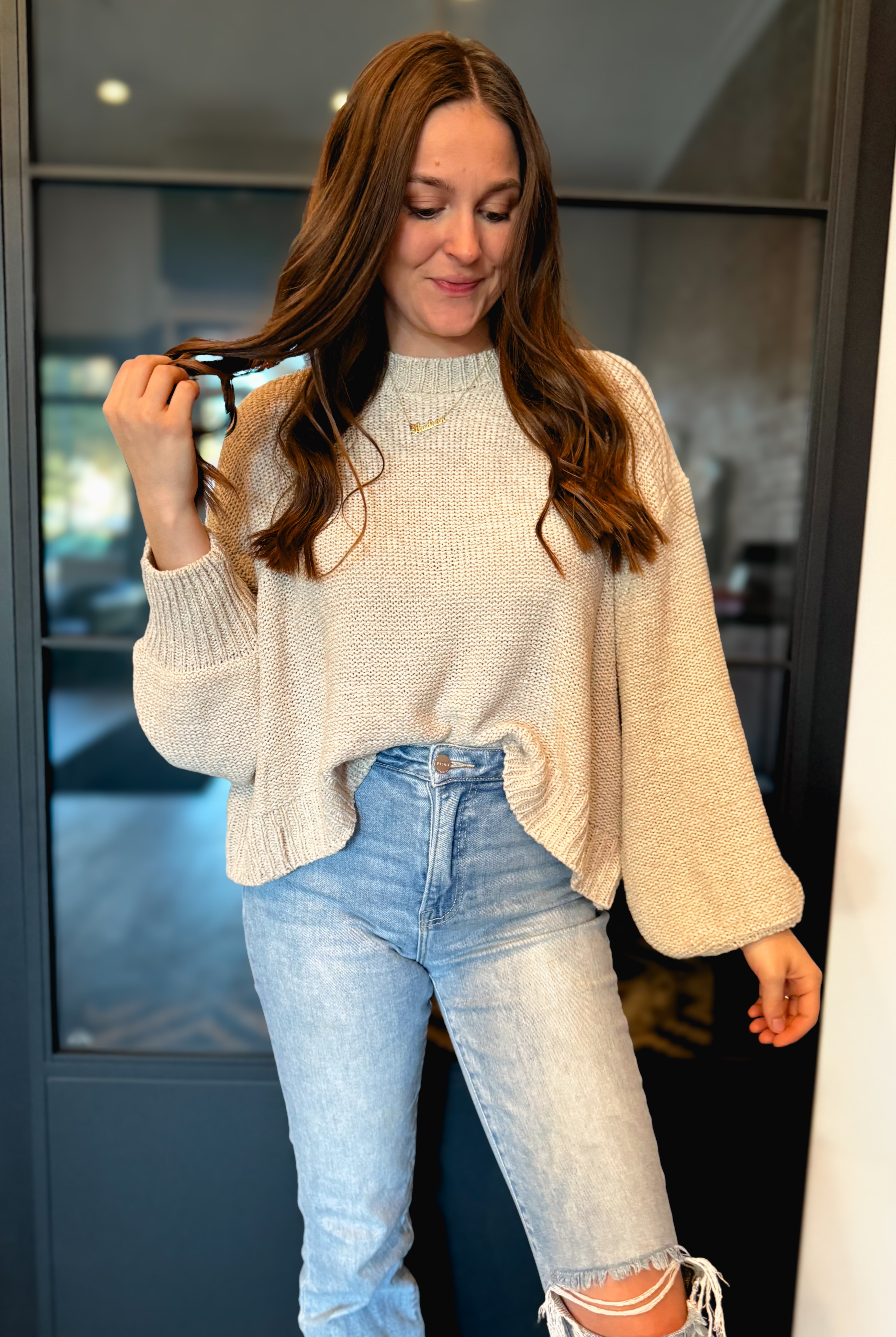 Happiness Trails Boutique - Beige knit sweater