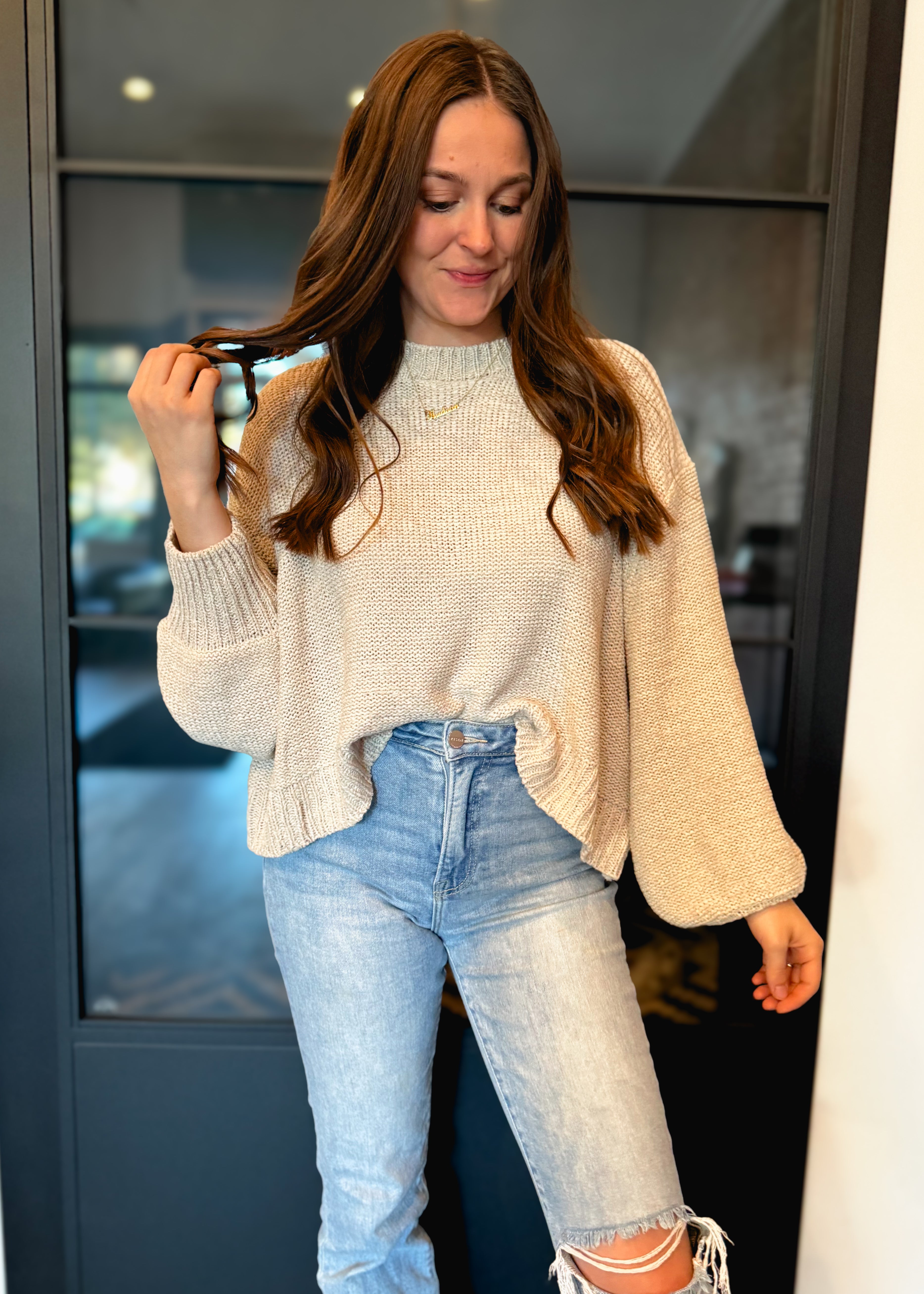 Happiness Trails Boutique - Beige knit sweater