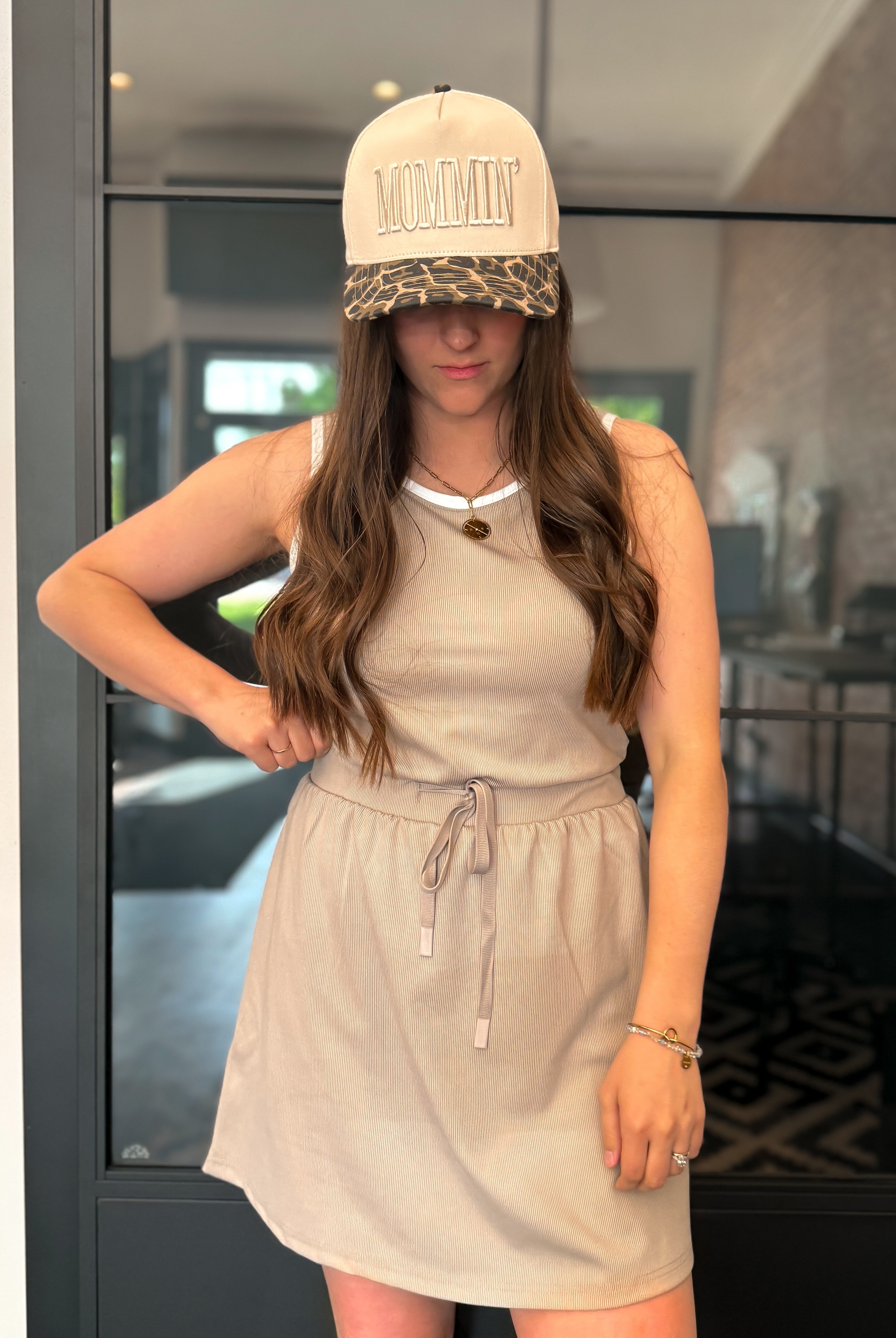 Happiness Trails Boutique - Taupe athletic mini dress