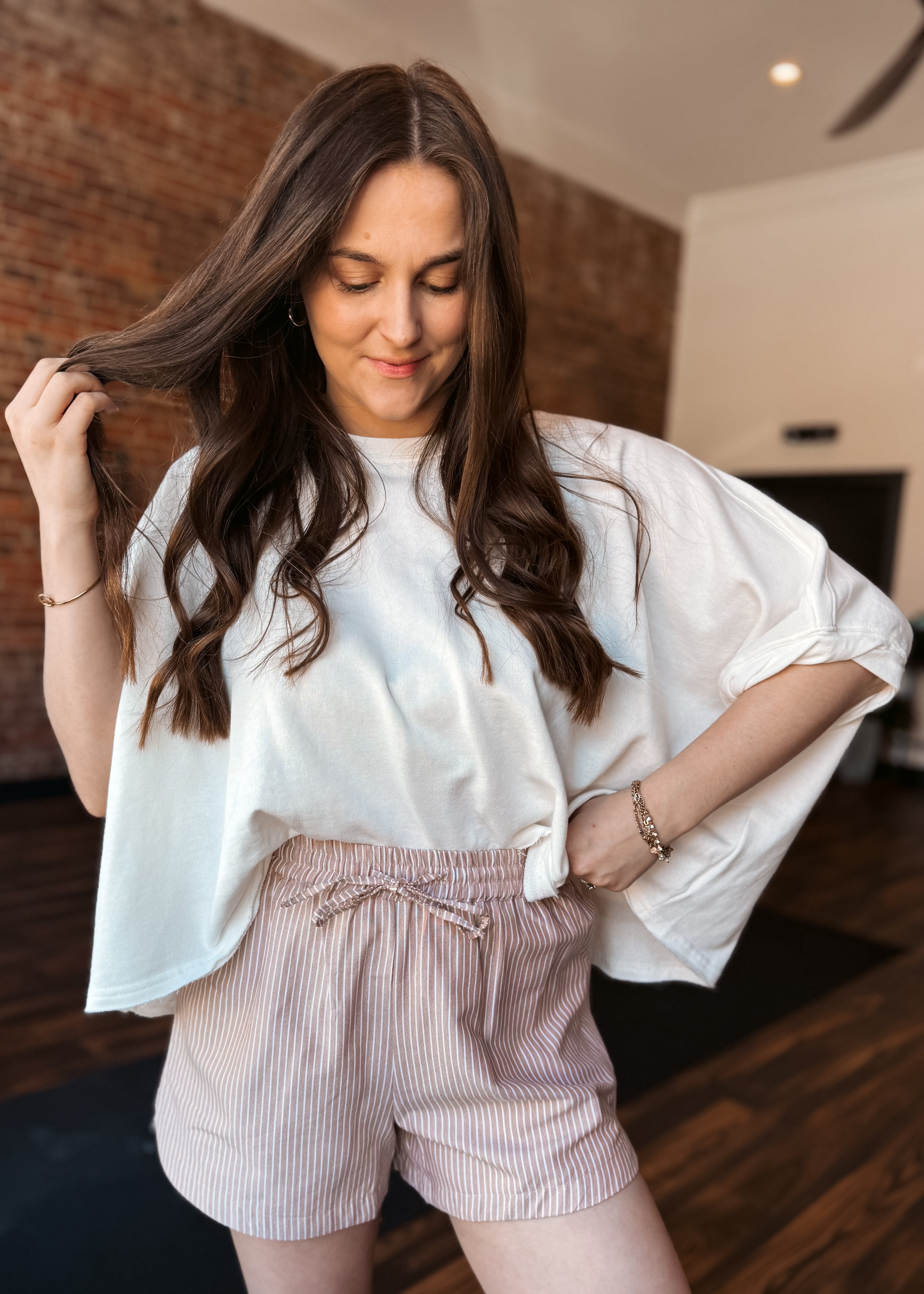 Happiness Trails Boutique - White oversized relaxed crop knit top