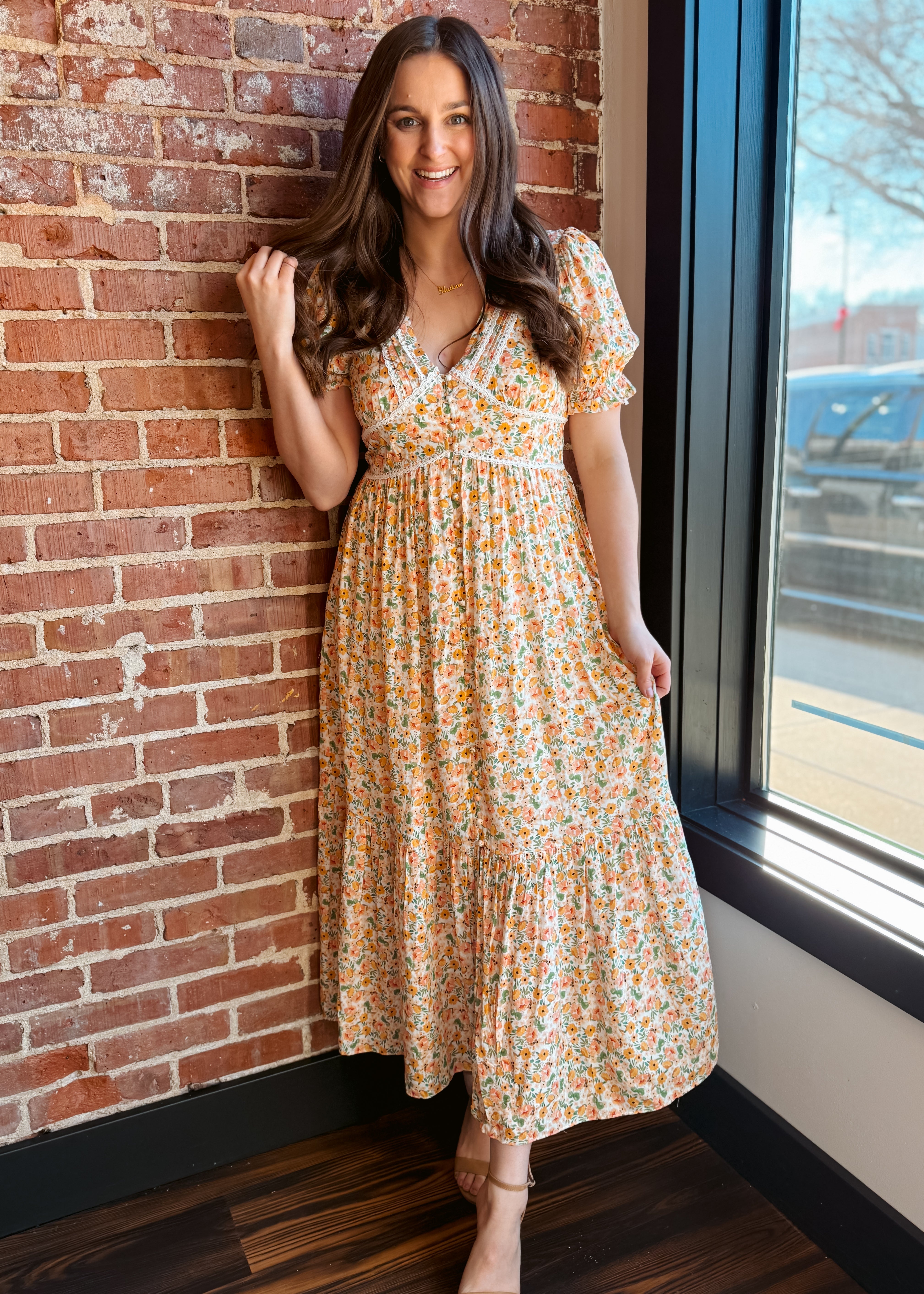 Happiness Trails Boutique - Yellow floral maxi dress