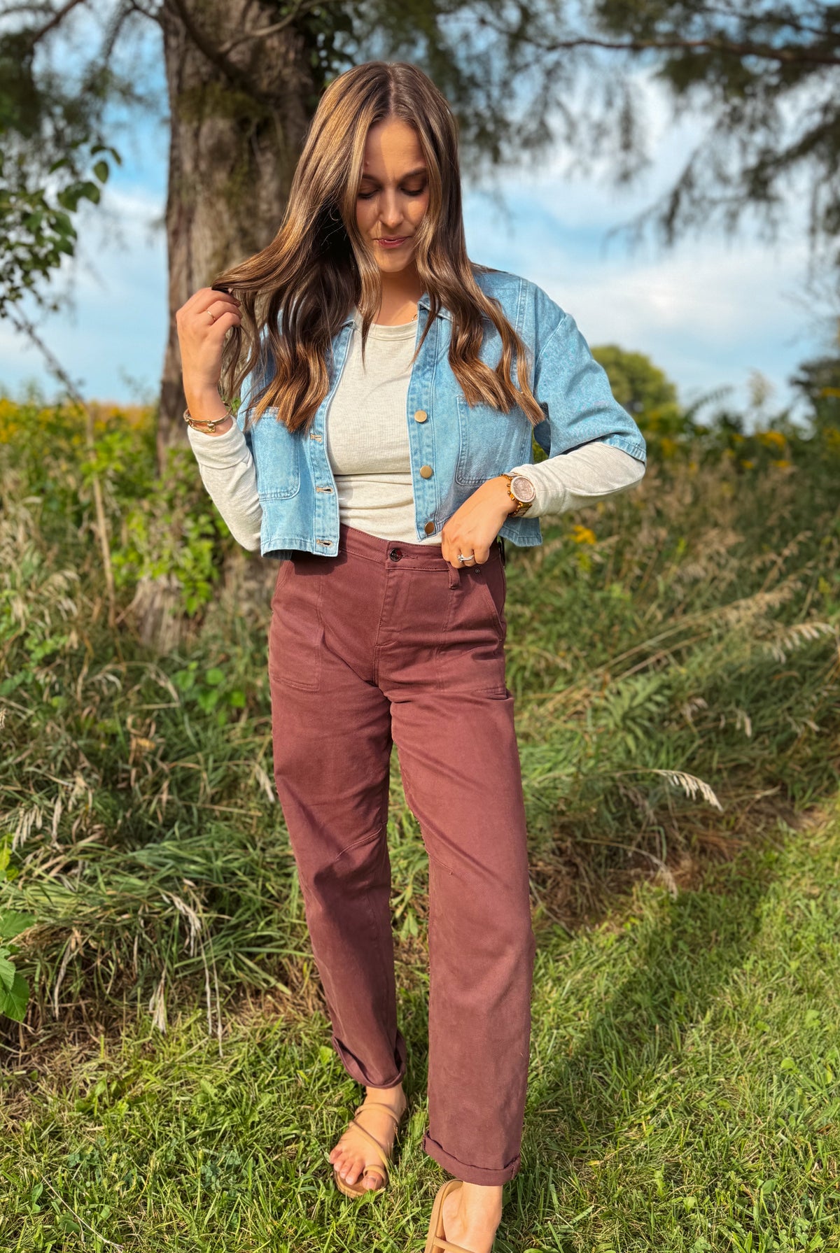 Happiness Trails Boutique - Denim short sleeve top