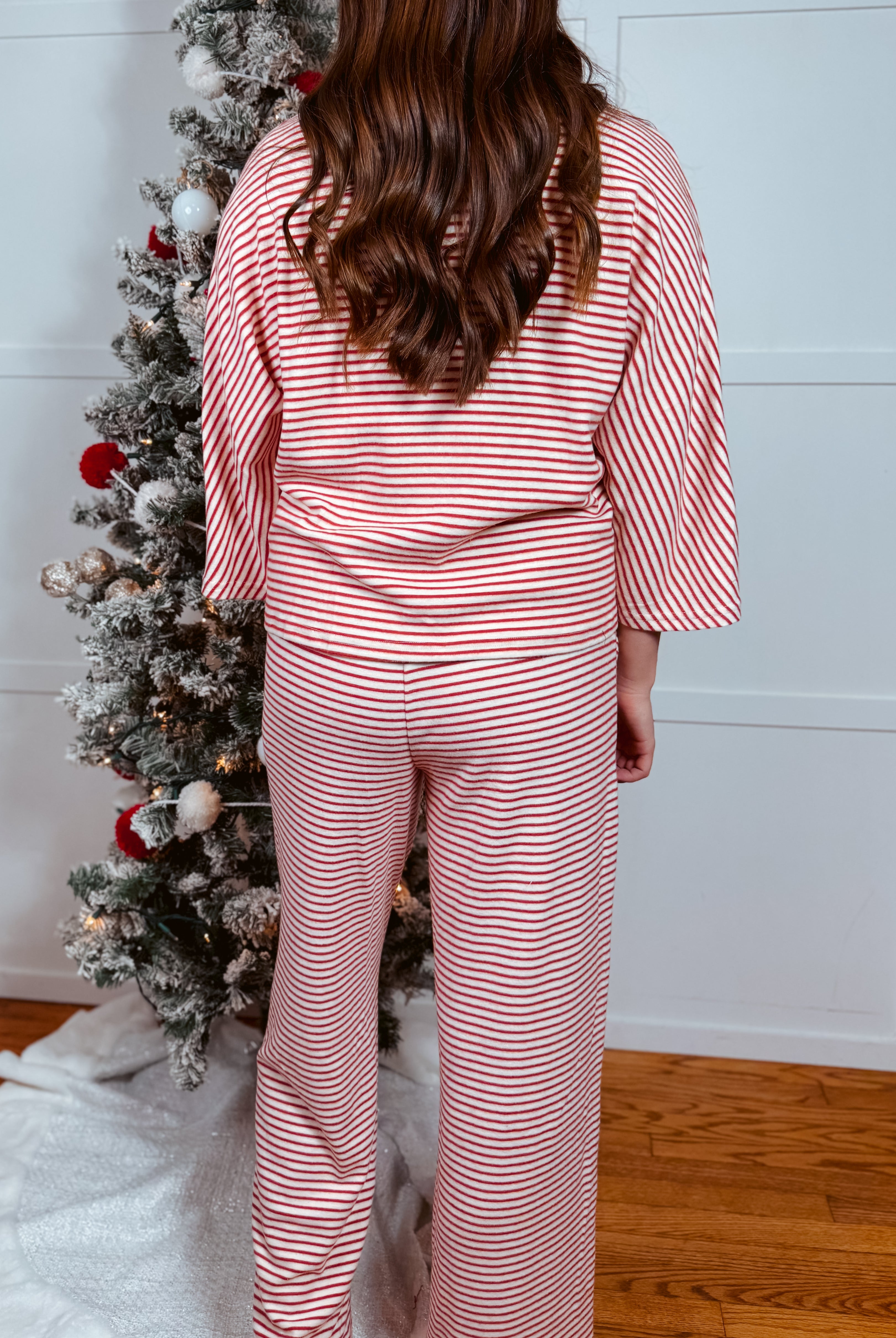 Happiness Trails Boutique - Cream/red striped pajama set