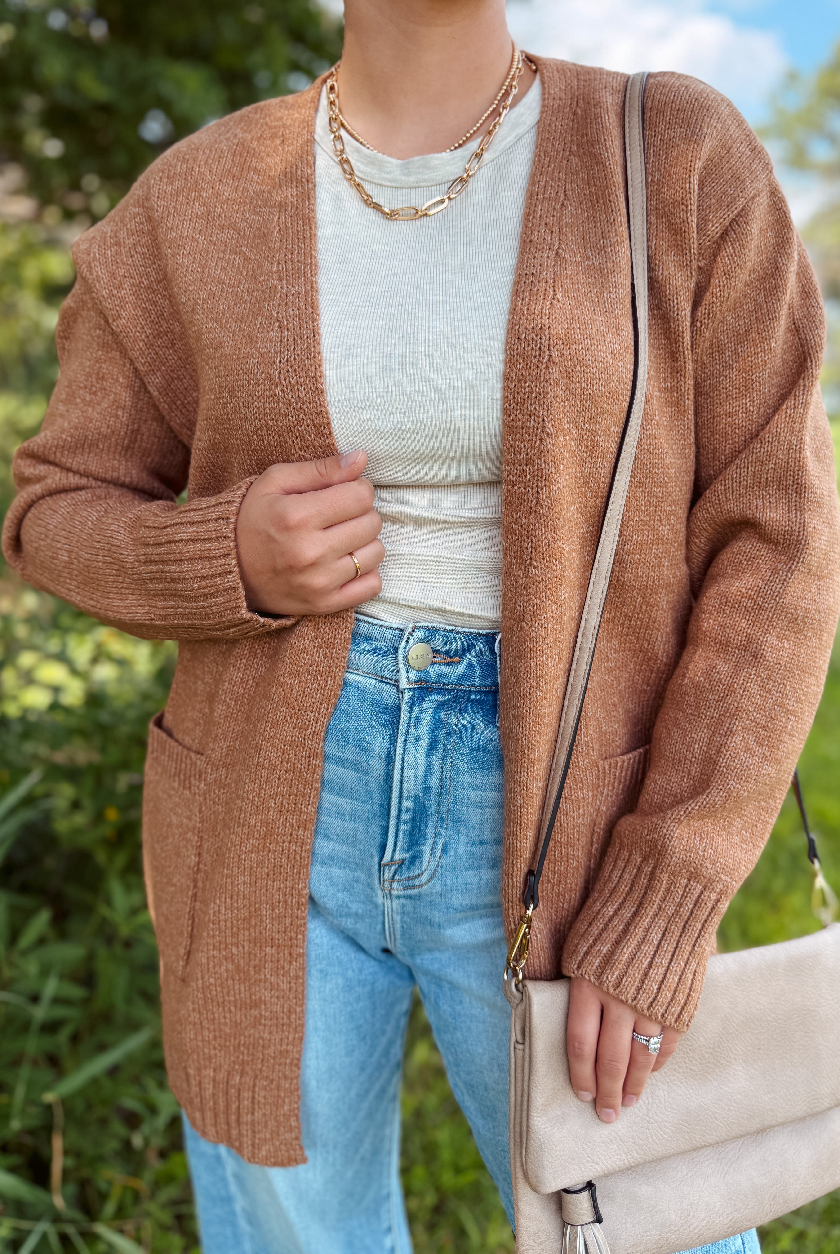 Happiness Trails Boutique - Deep camel knit cardigan
