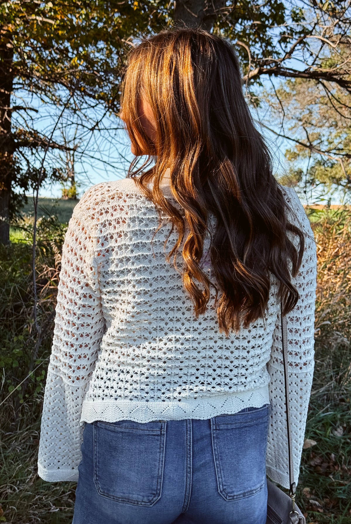 Happiness Trails Boutique - Ecru open knit crochet cardigan