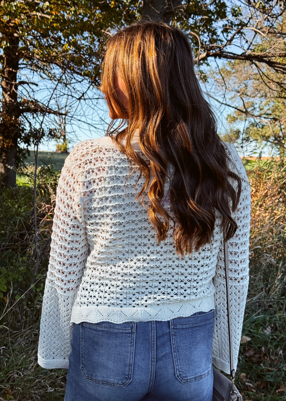 Happiness Trails Boutique - Ecru open knit crochet cardigan
