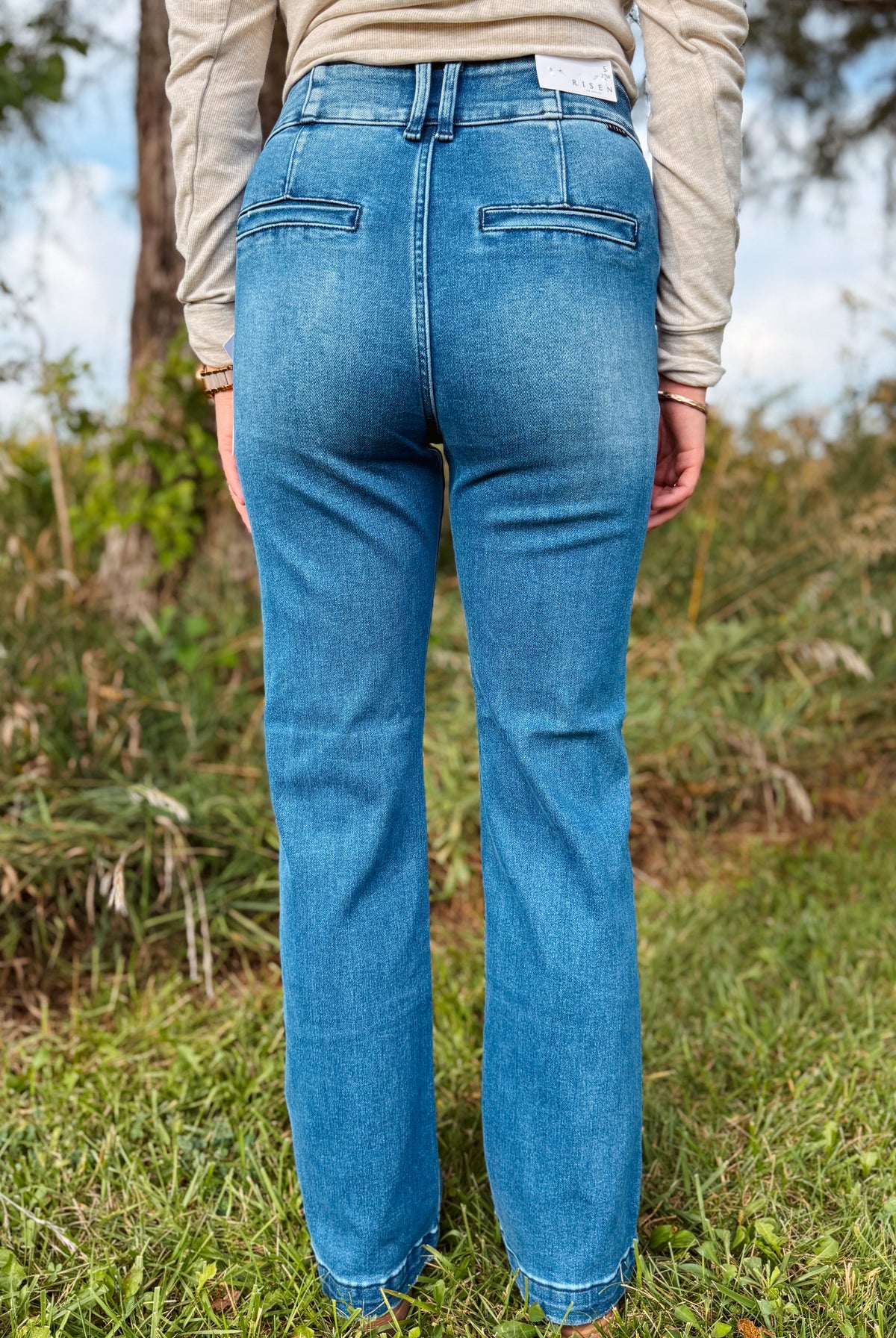 Happiness Trails Boutique - Risen high rise dark wash bootcut jeans