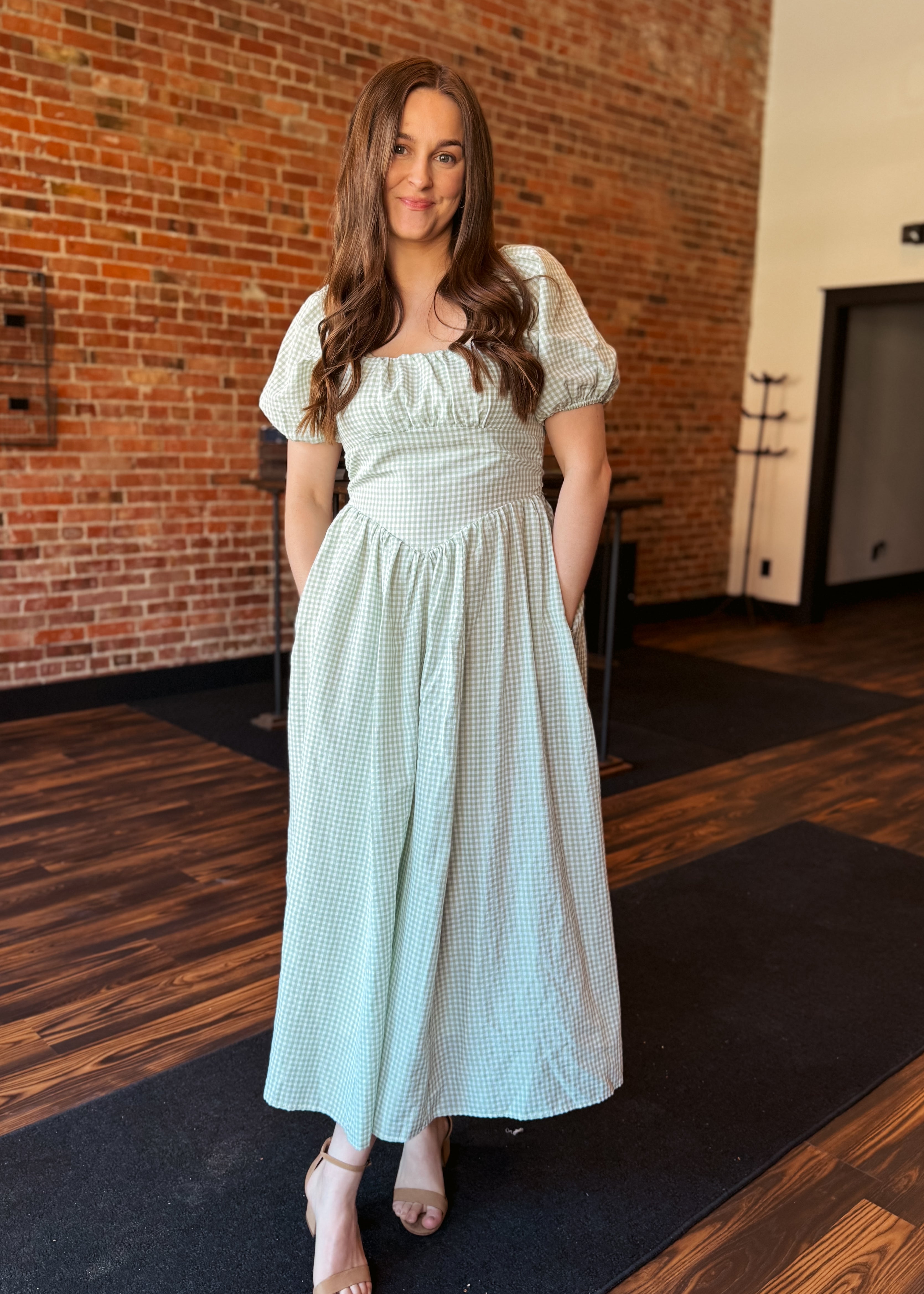 Happiness Trails Boutique - Mint and white gingham dress