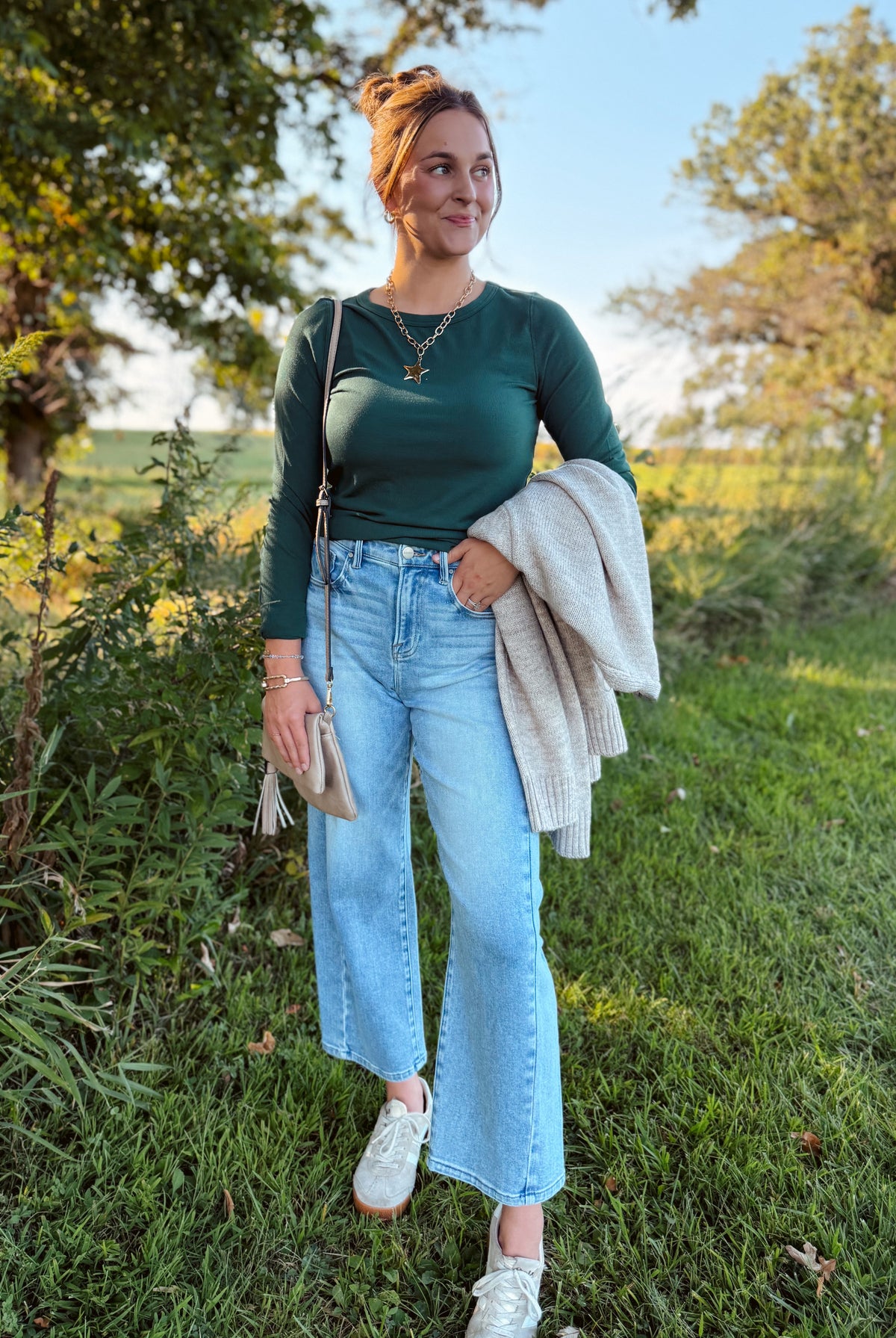 Happiness Trails Boutique - Hunter green long sleeve top