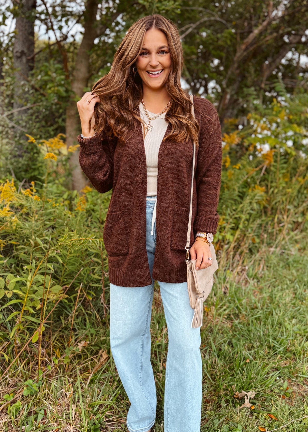 Happiness Trails Boutique - Chocolate knit cardigan
