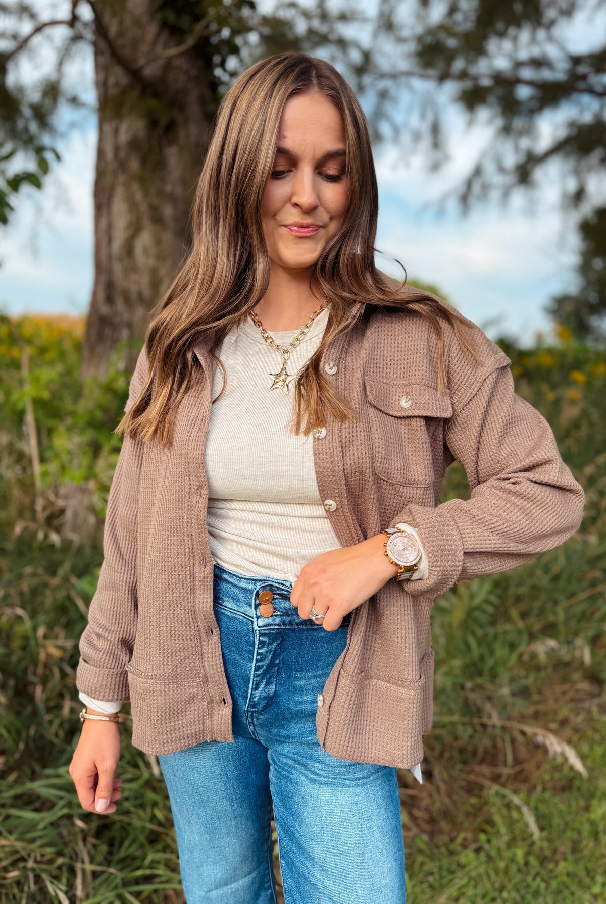 Happiness Trails Boutique - Cocoa Button-Down Shacket