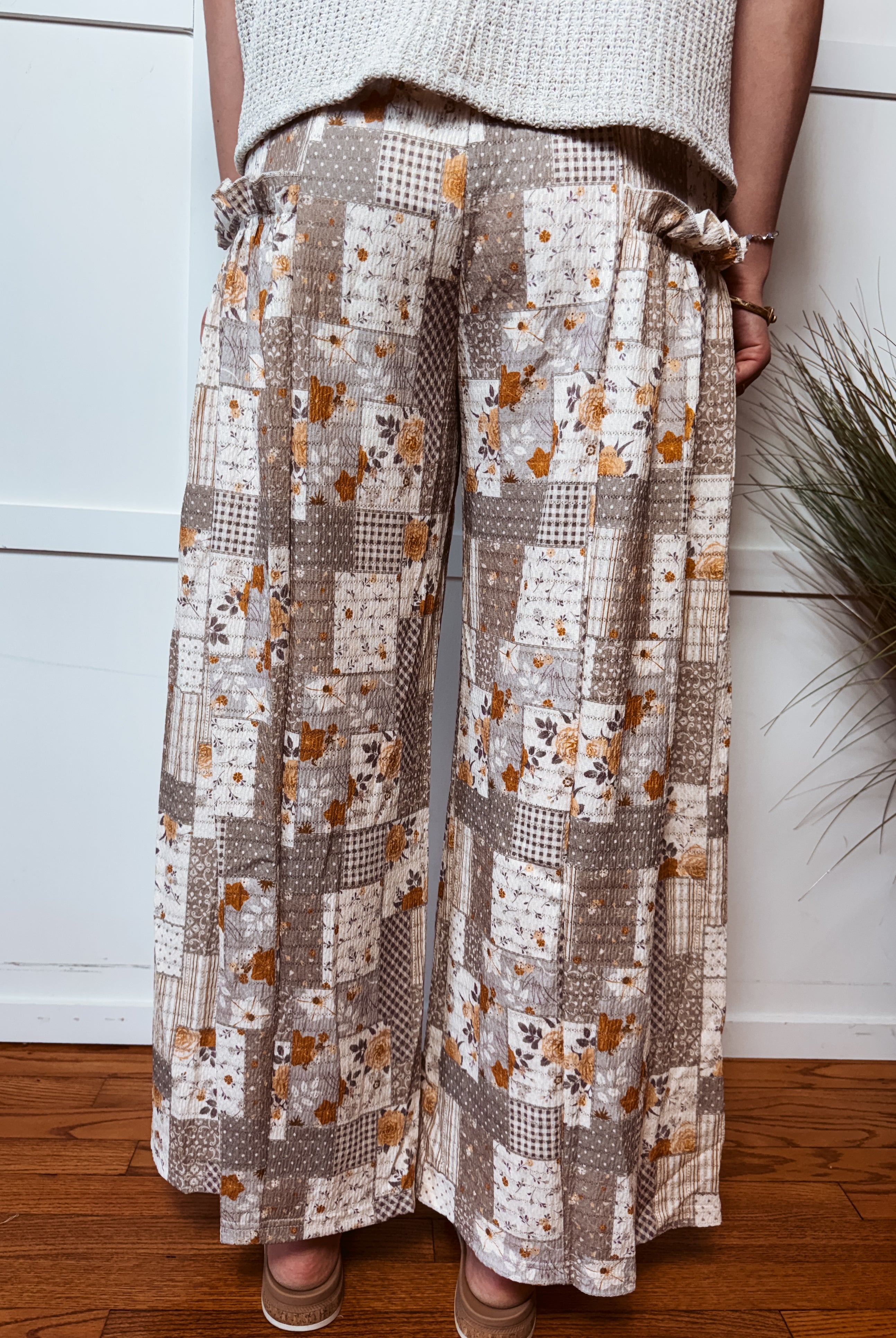 Happiness Trails Boutique - Ash violet patchwork print pants