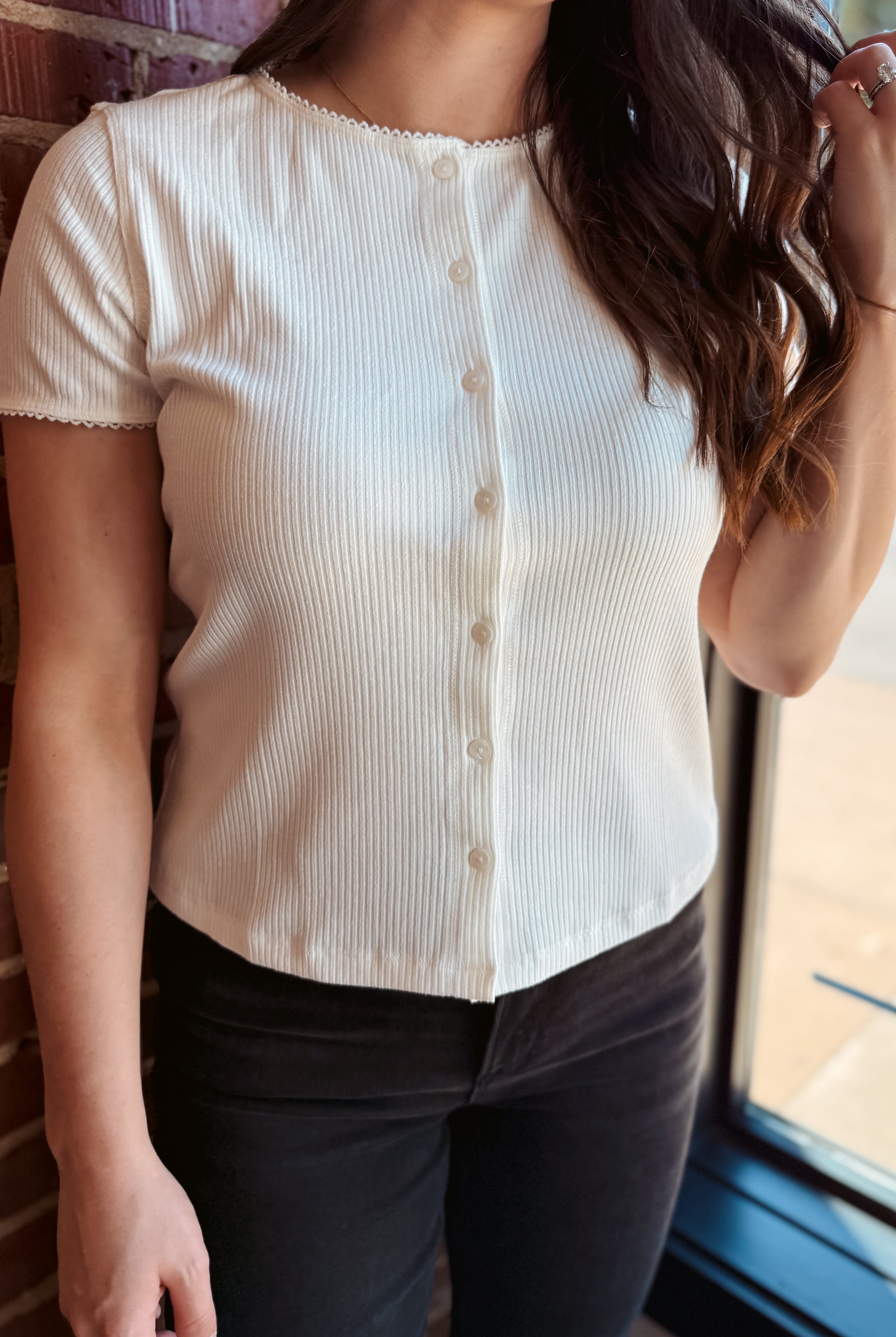 Happiness Trails Boutique - White ribbed knit top