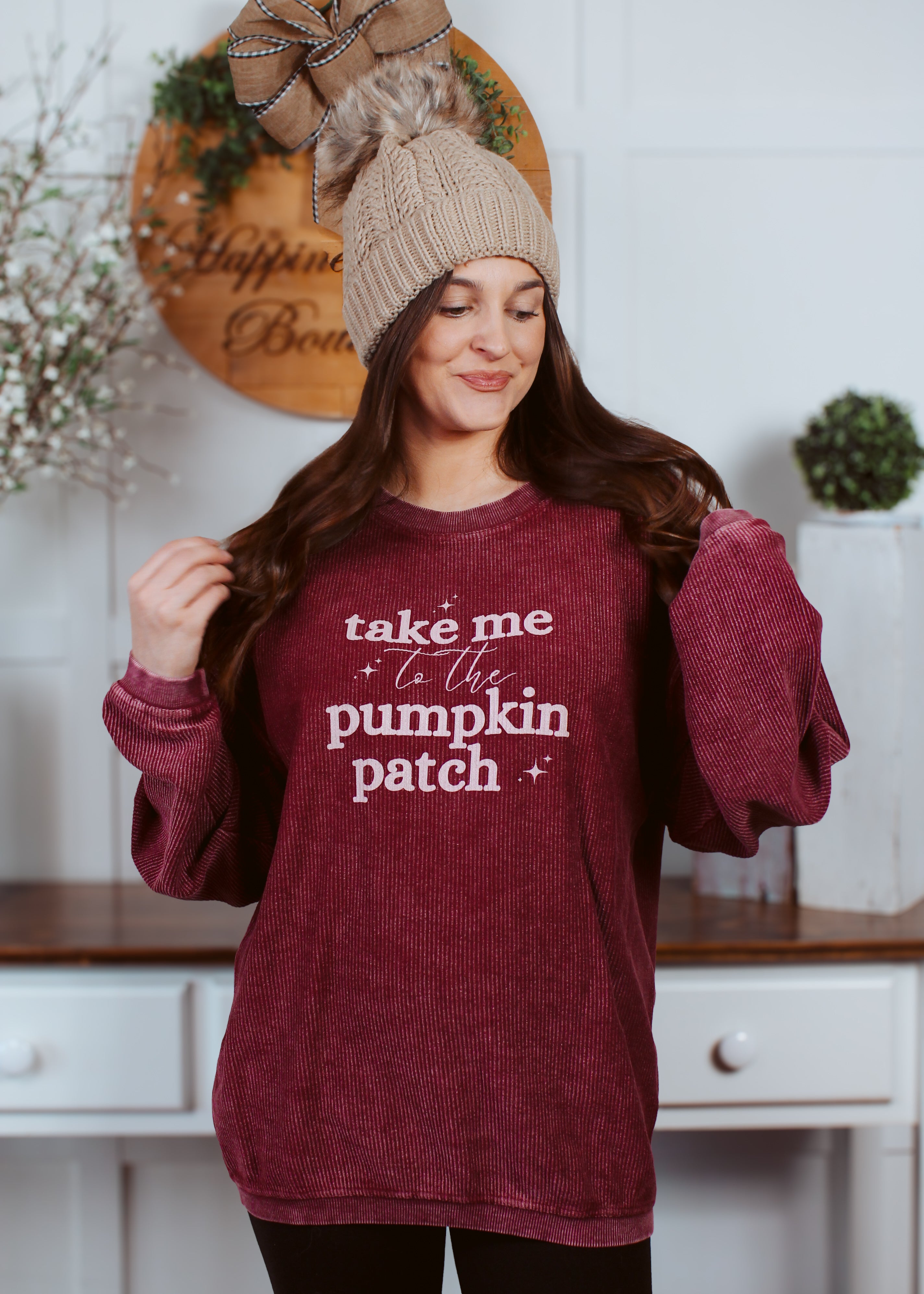 Happiness Trails Boutique - Take Me To The Pumpkin Patch corded sweatshirt
