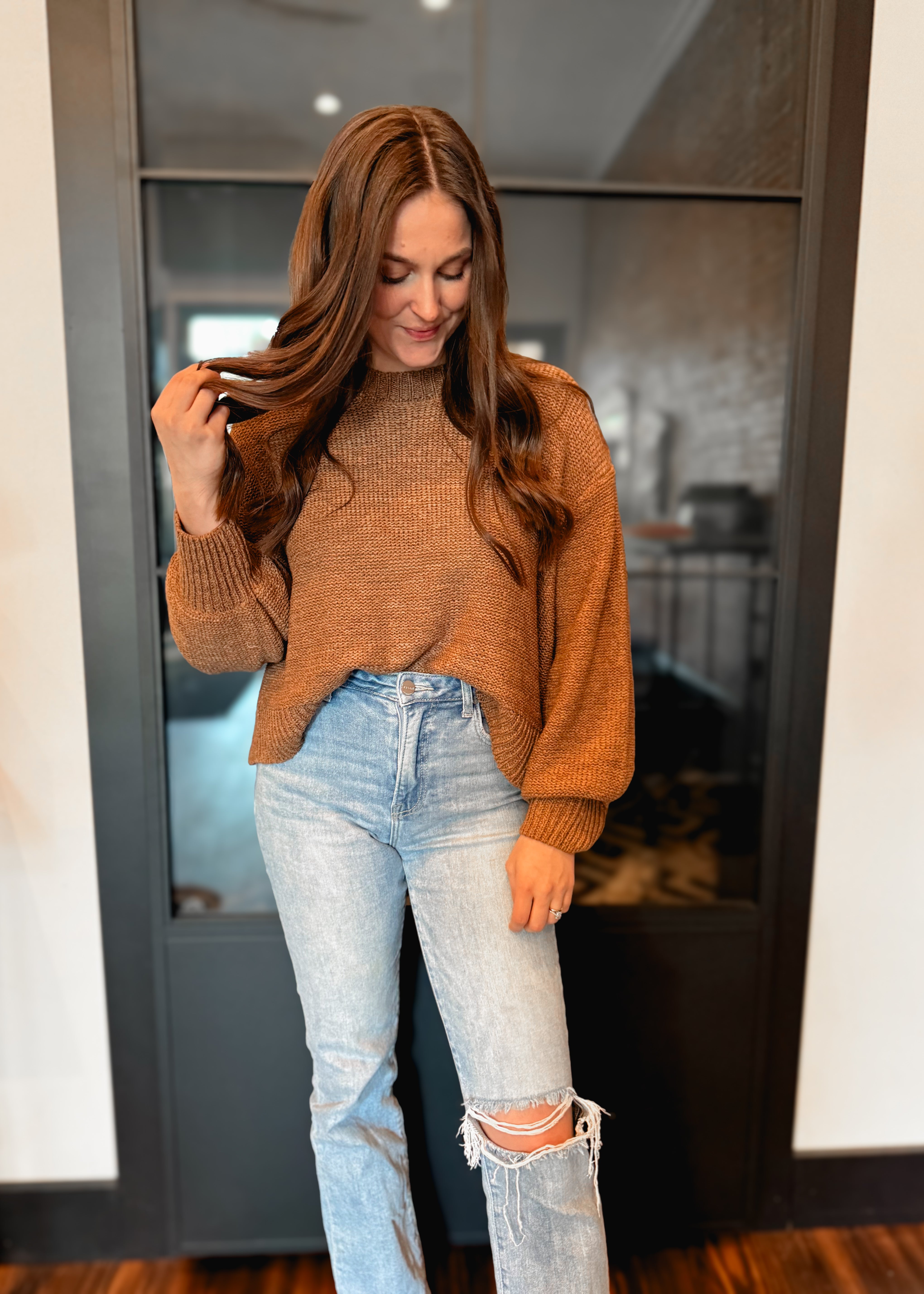 Happiness Trails Boutique - Deep camel knit sweater