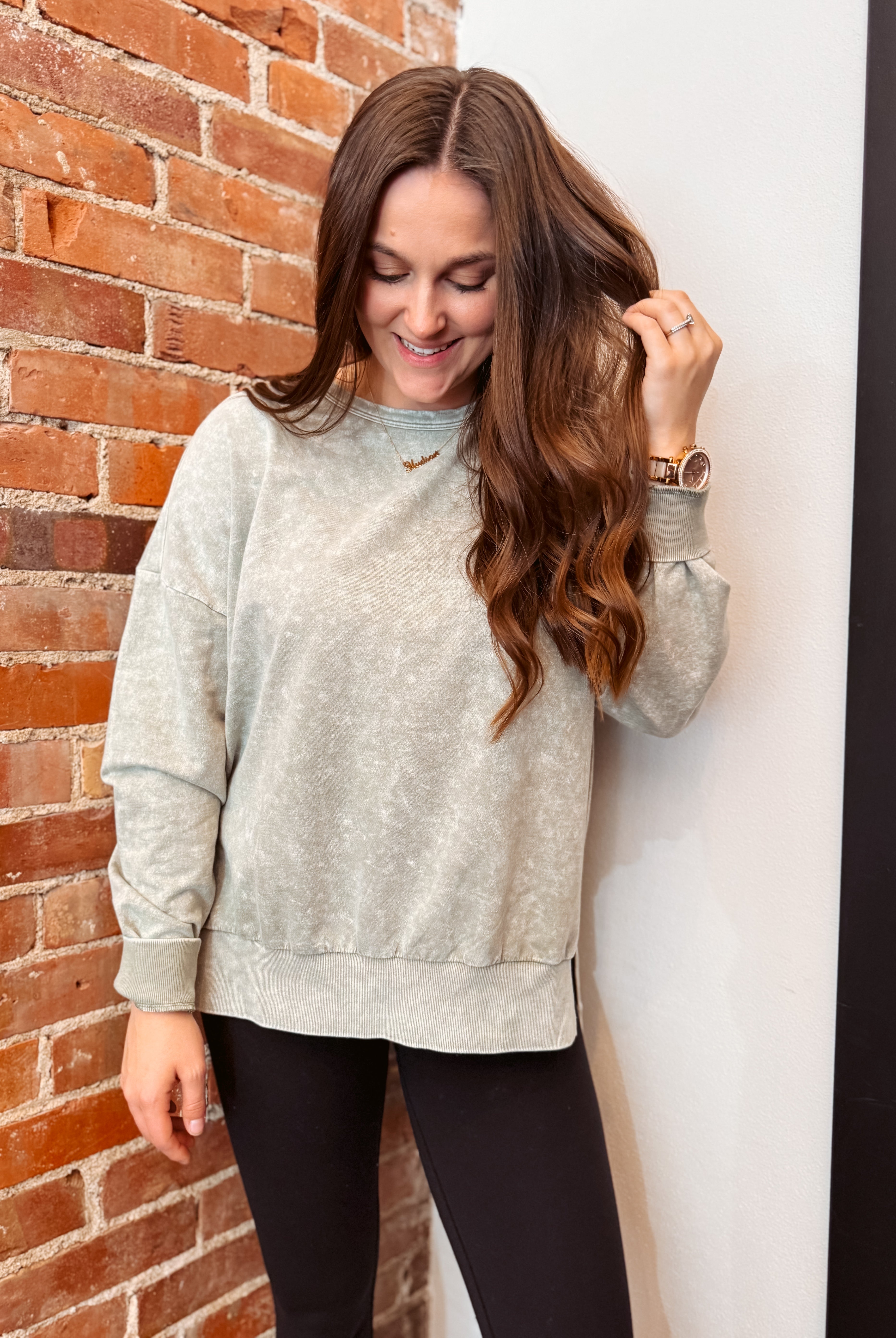 Happiness Trails Boutique - moss sweatshirt