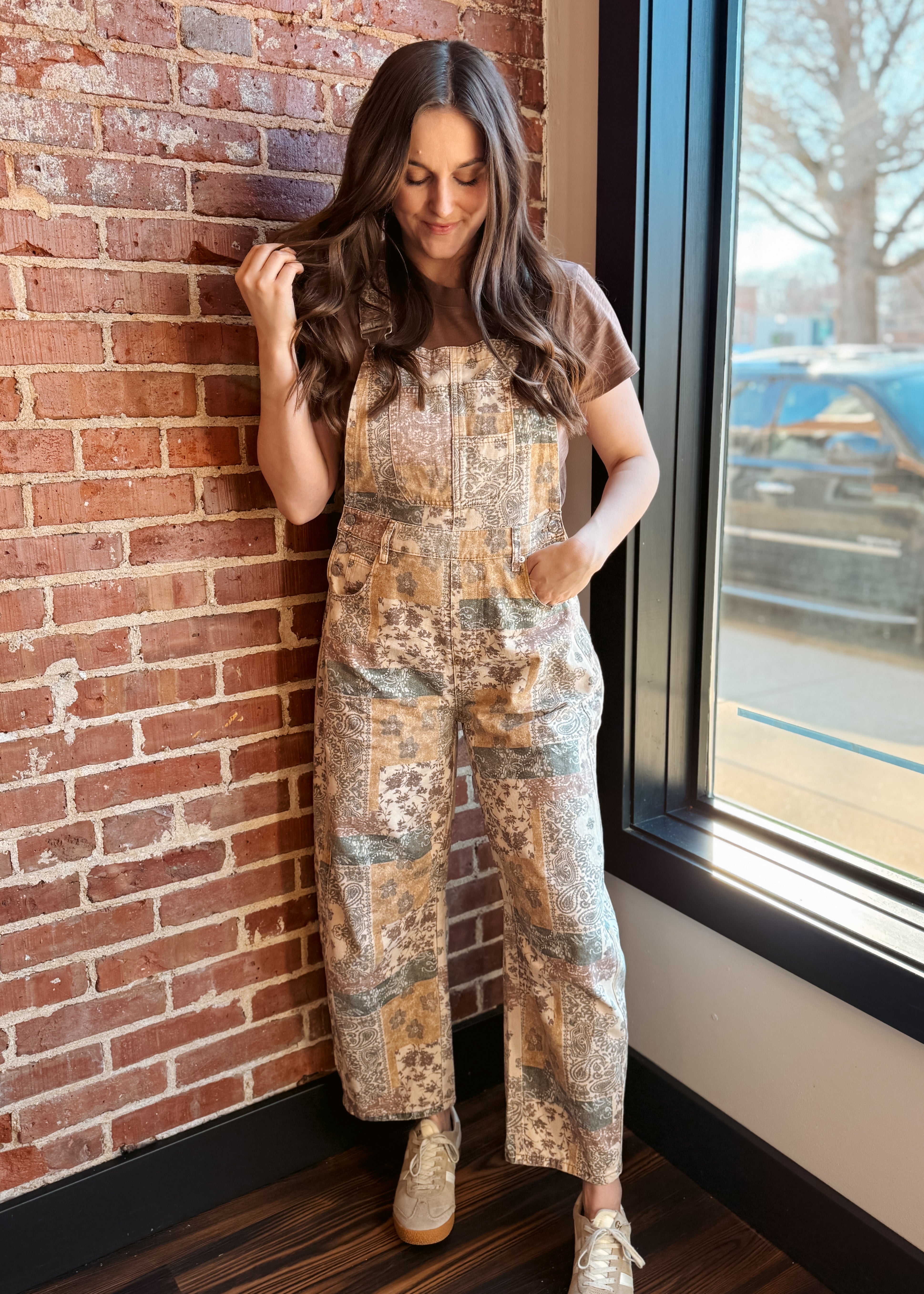 Happiness Trails Boutique - Vintage print denim overalls