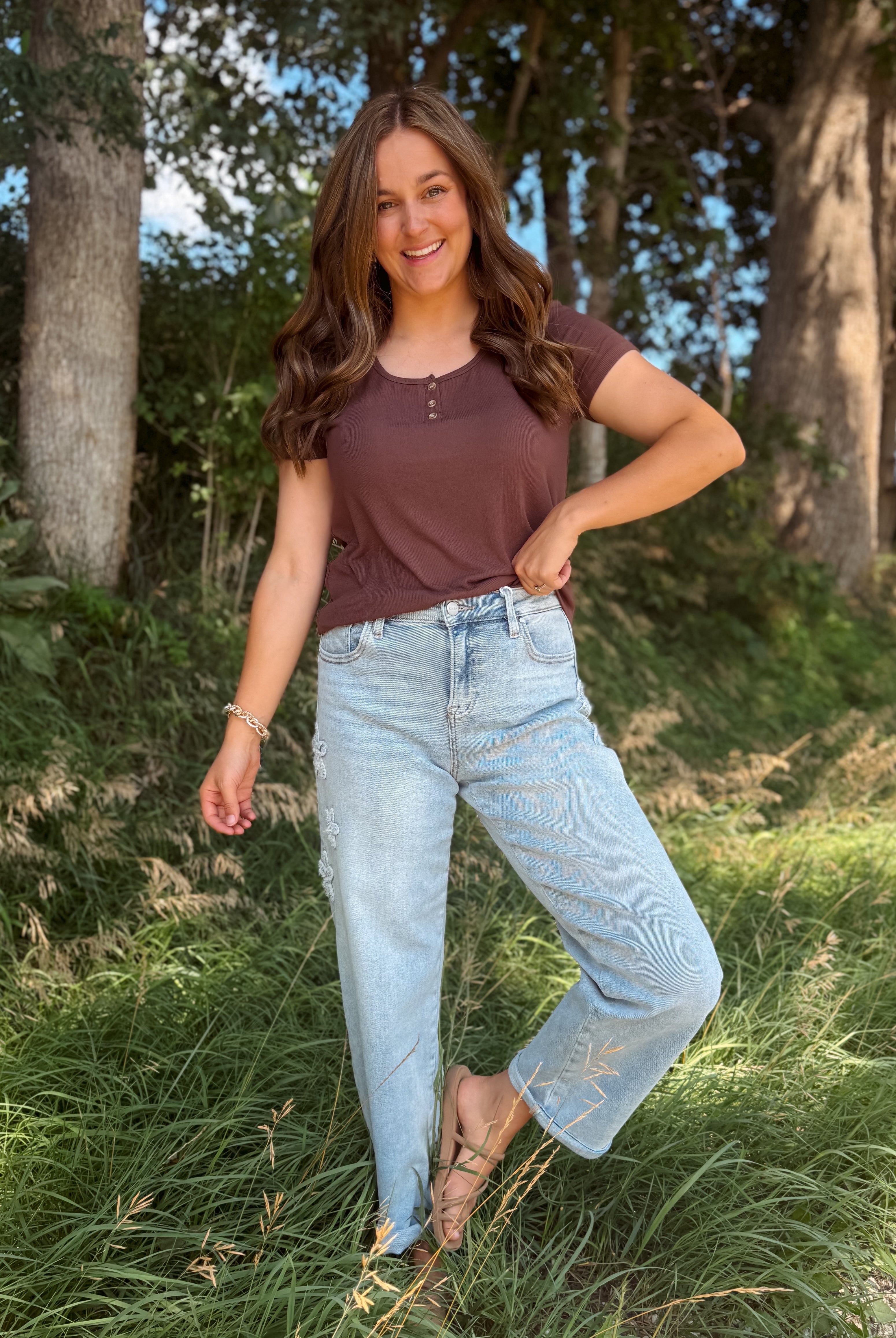 Happiness Trails Boutique - Deep mahogany short sleeve top
