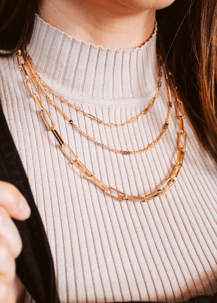 Gold three layered necklace