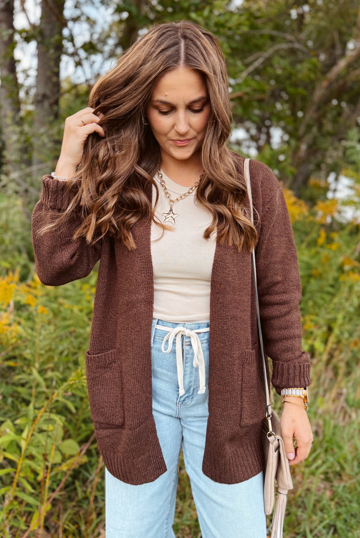 Happiness Trails Boutique - Chocolate knit cardigan
