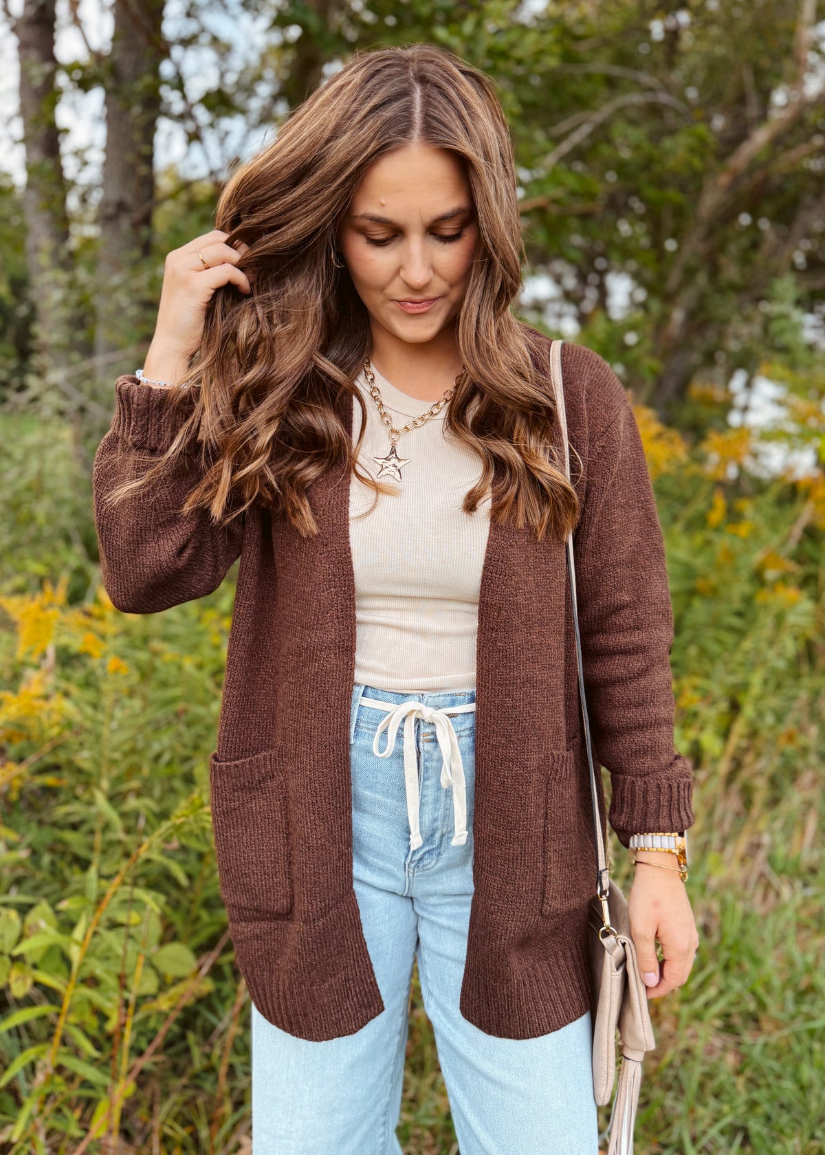 Happiness Trails Boutique - Chocolate knit cardigan