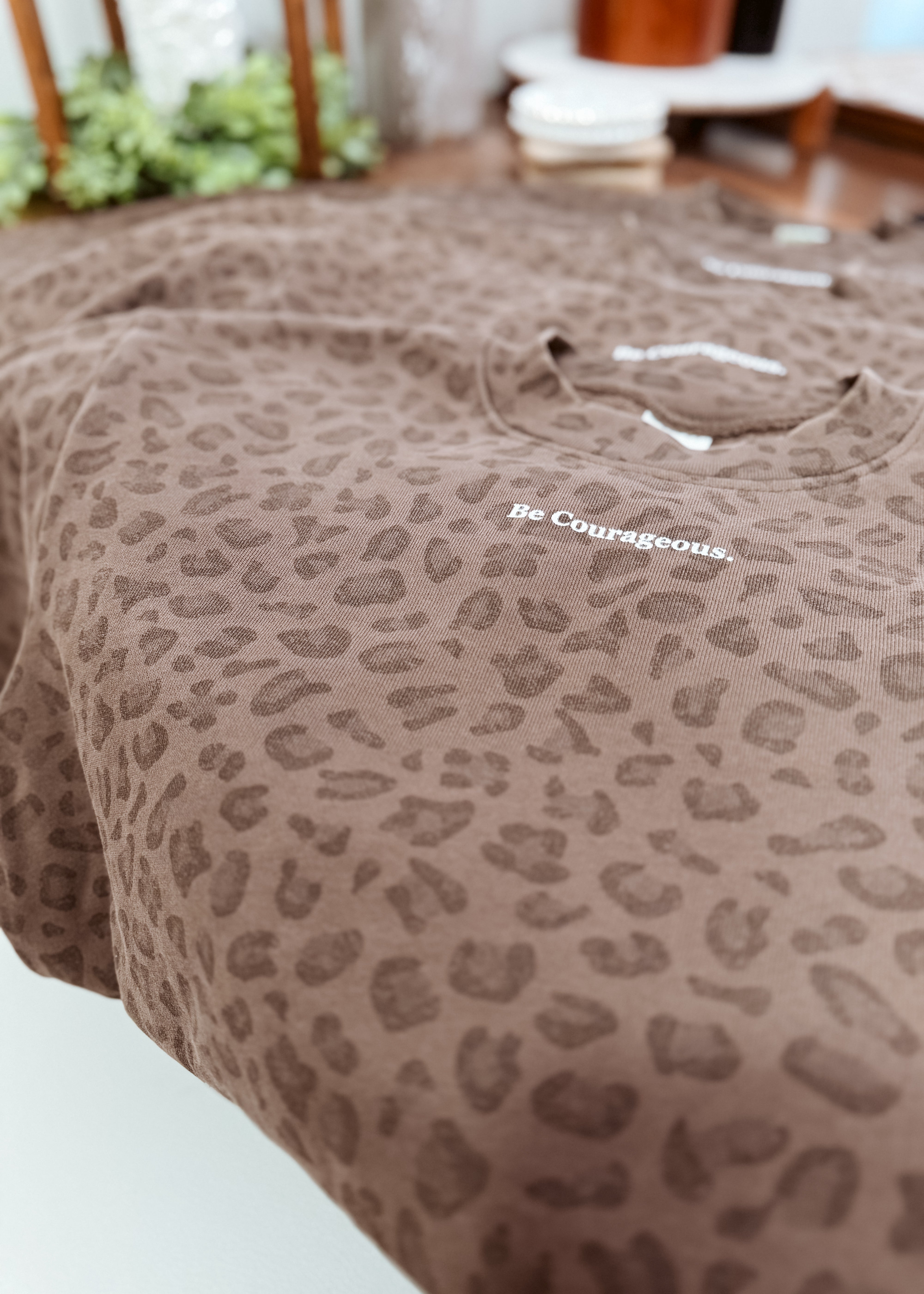 Happiness Trails Boutique - Be Courageous Vintage Leopard Sweatshirt