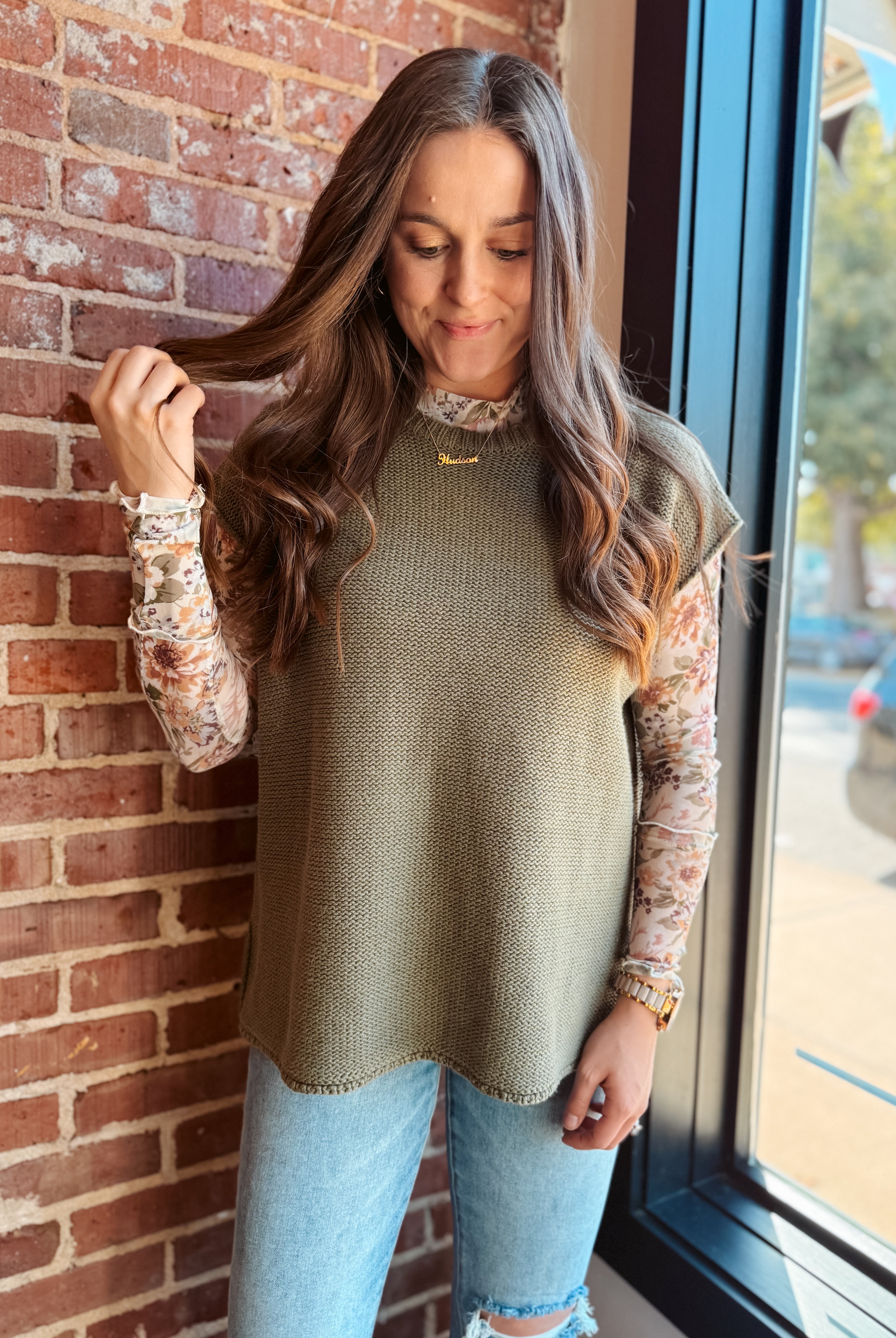 Happiness Trails Boutique - Olive knit sweater top